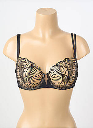 Sutien efect material satinat sutien balconet cu decolteu înalt negru SIMONE PERELE femeie