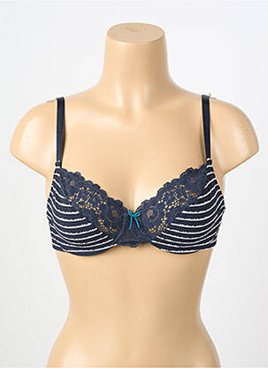 Sutien efect material satinat sutien cupe întregi cu decolteu înalt albastru PASSIONATA femeie