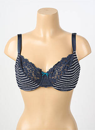 Sutien efect material satinat sutien cupe întregi cu decolteu înalt albastru PASSIONATA femeie