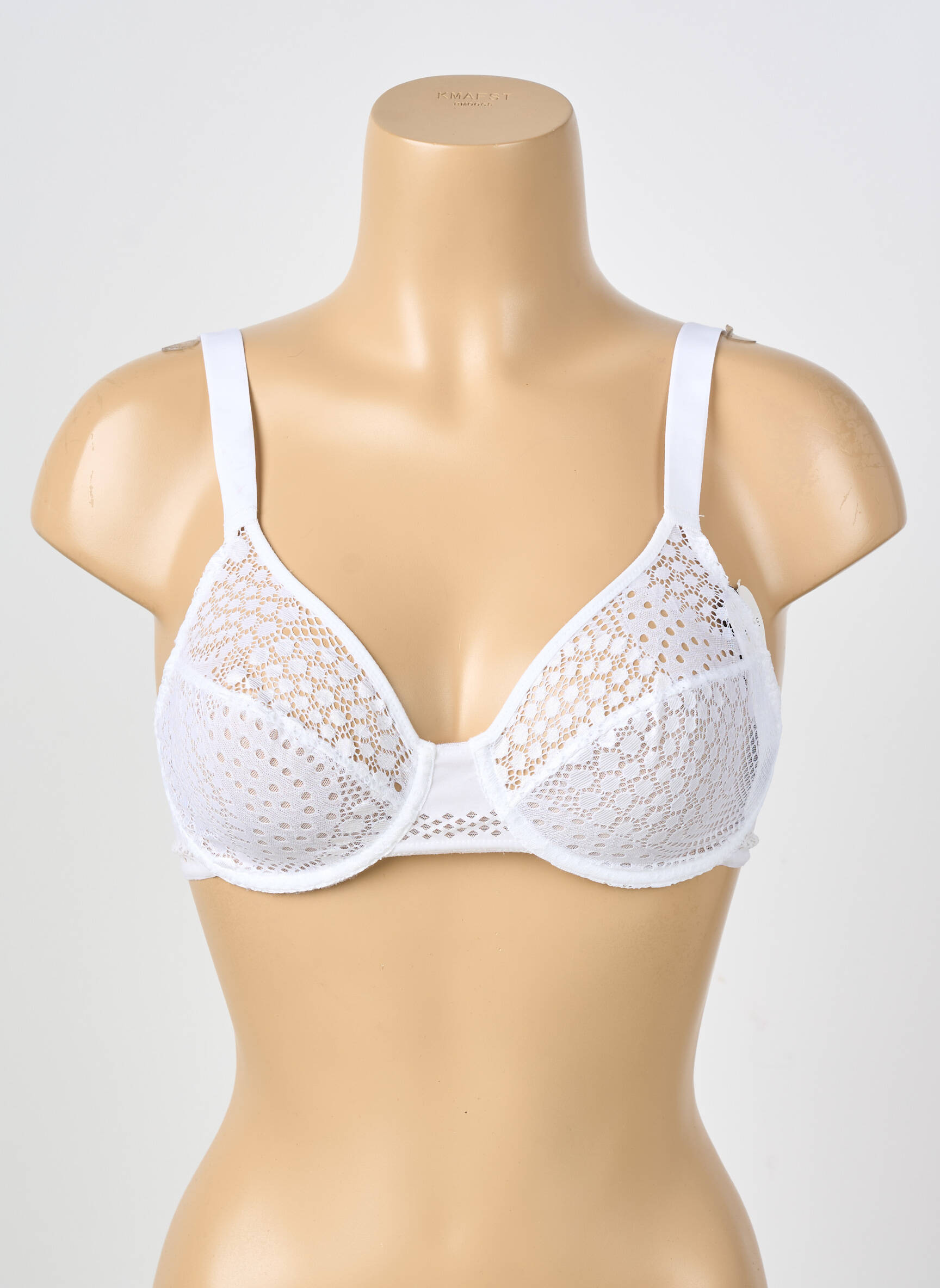 Sutien efect material satinat sutien cupe întregi cu decolteu înalt alb IMPLICITE femeie