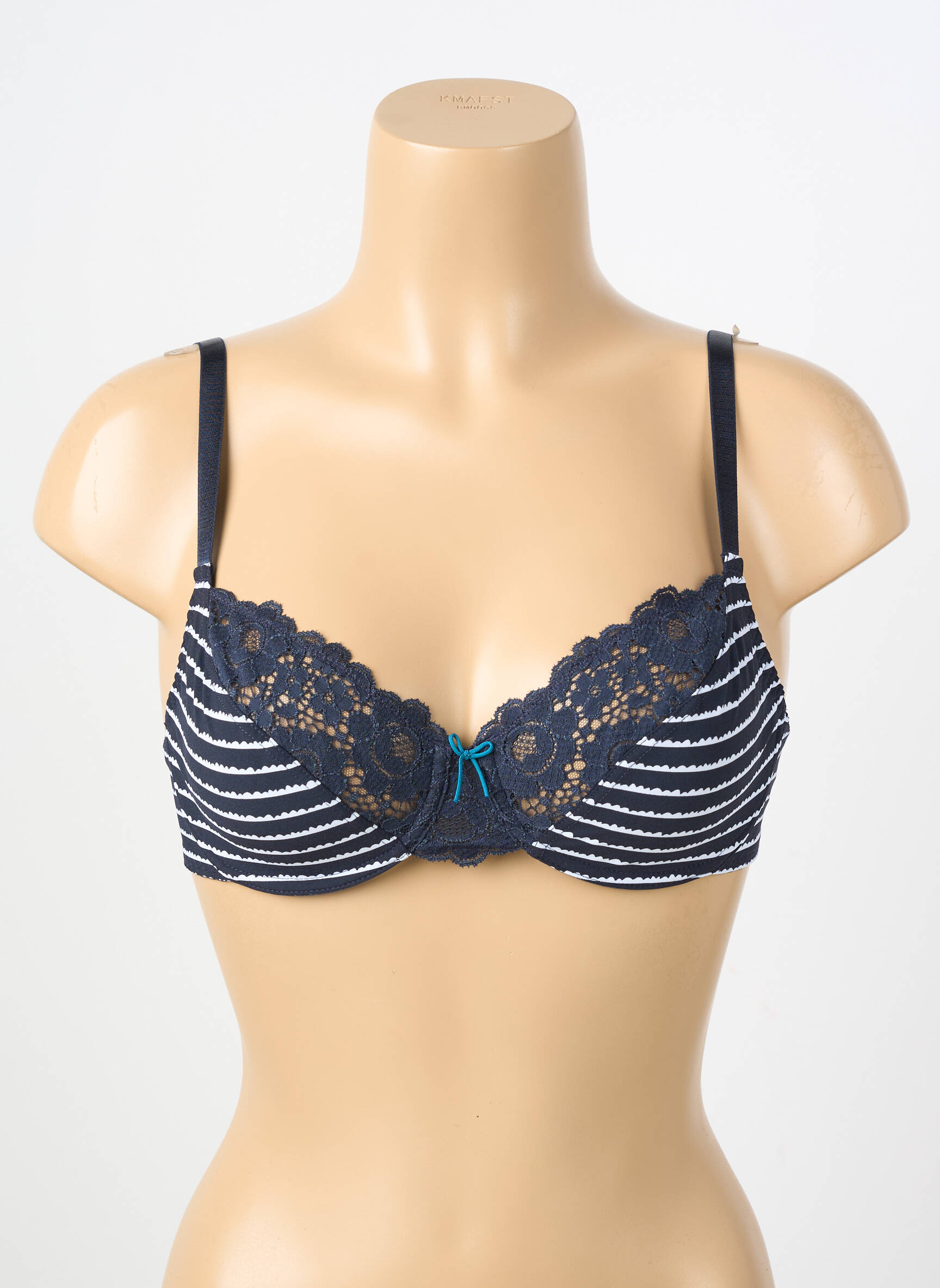 Sutien efect material satinat sutien cupe întregi cu decolteu înalt albastru PASSIONATA femeie