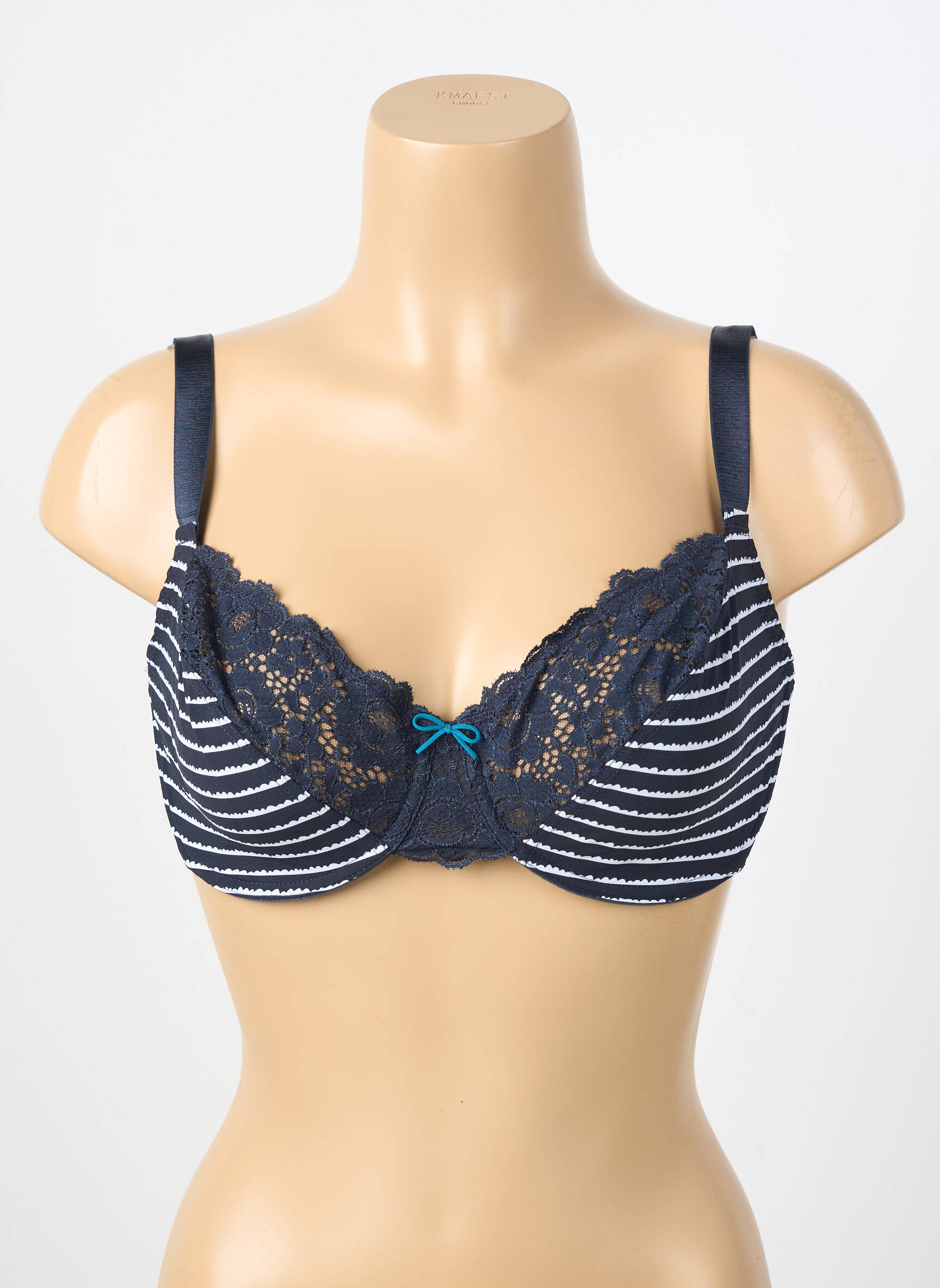 Sutien efect material satinat sutien cupe întregi cu decolteu înalt albastru PASSIONATA femeie
