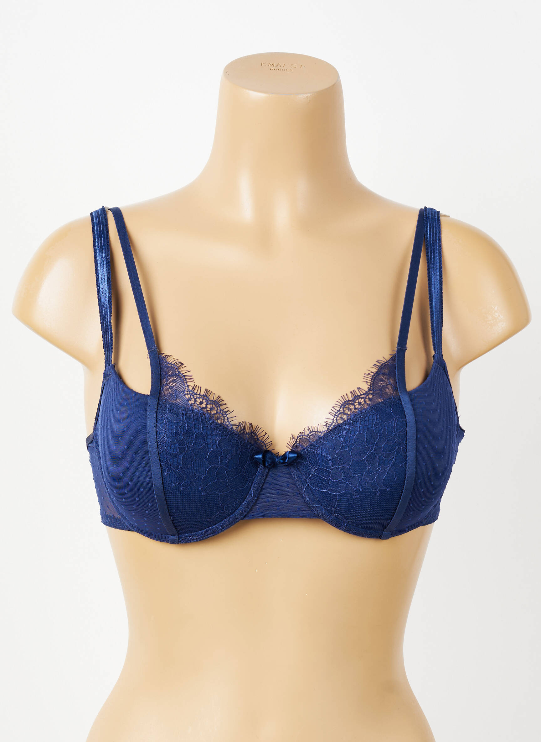 Sutien efect material satinat sutien cu susținere înaltă și burete detașabil albastru PASSIONATA femeie
