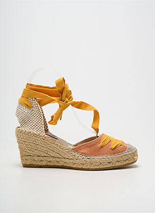 Espadrile închidere cu șireturi toc de 7 la 9 cm portocalie SUYUTE femeie