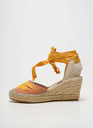 Espadrile închidere cu șireturi toc de 7 la 9 cm portocalie SUYUTE femeie
