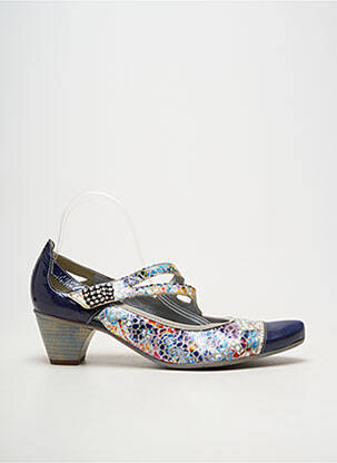 Pantofi cu toc material neted toc de 4 la 6 cm albastru UN TOUR EN VILLE femeie