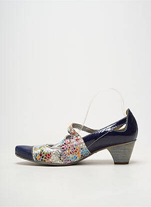 Pantofi cu toc material neted toc de 4 la 6 cm albastru UN TOUR EN VILLE femeie