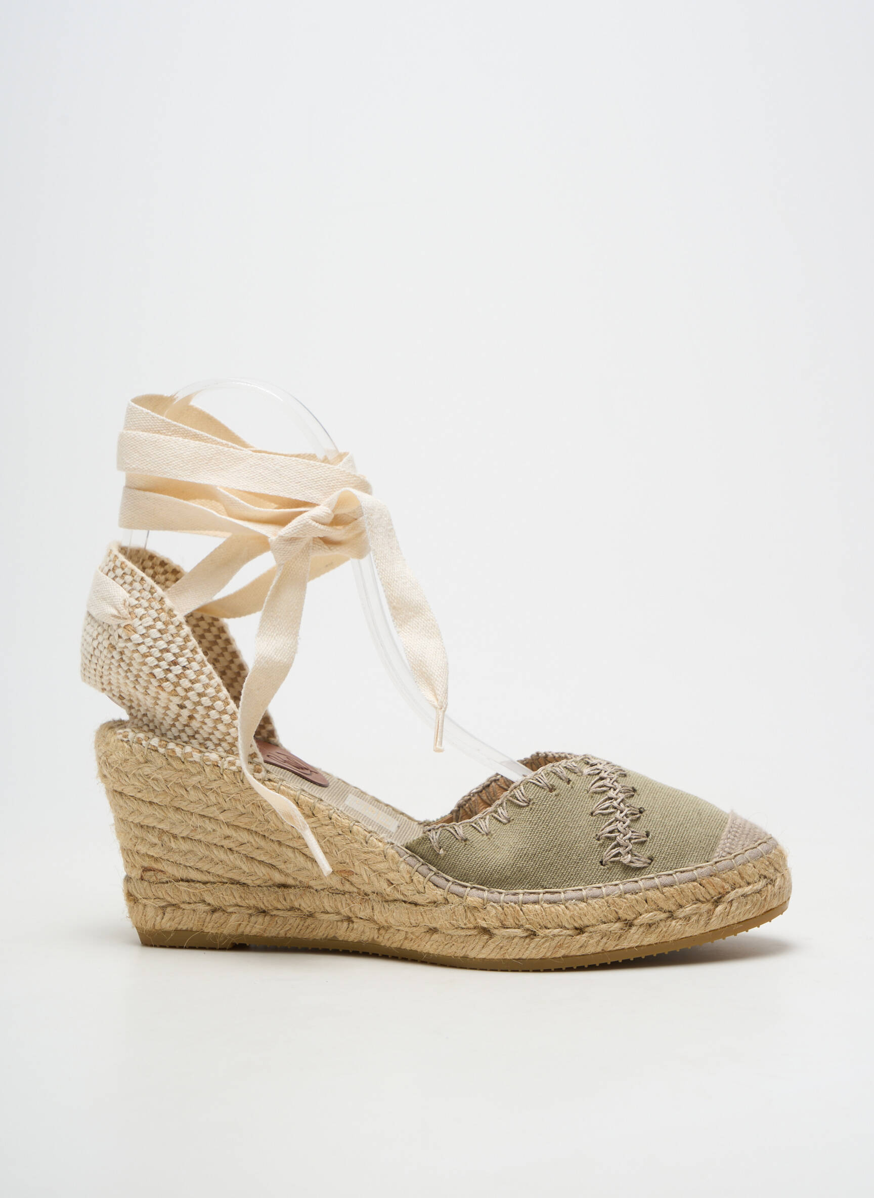 Espadrile închidere cu șireturi toc de 7 la 9 cm verde SUYUTE femeie