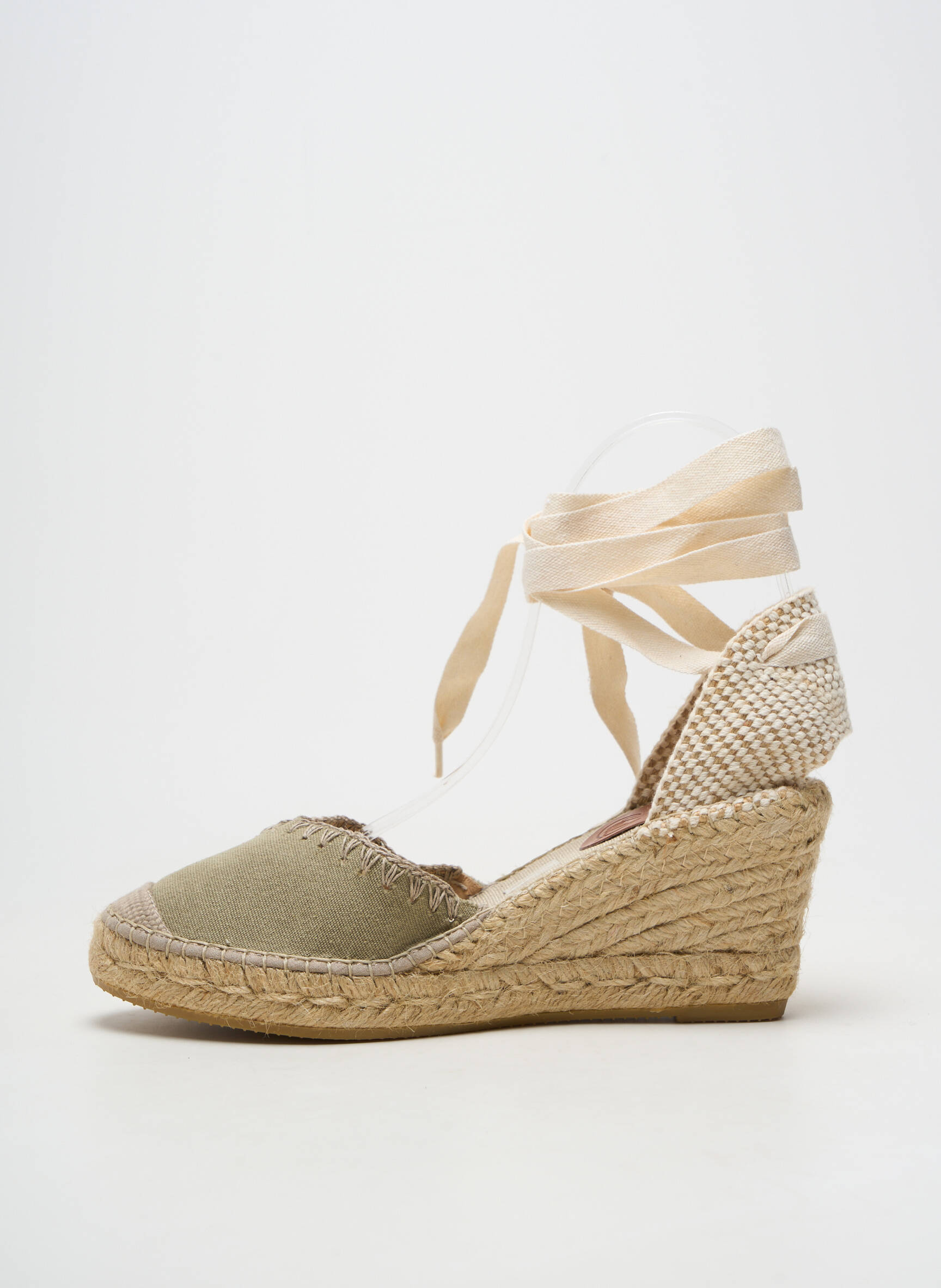 Espadrile închidere cu șireturi toc de 7 la 9 cm verde SUYUTE femeie