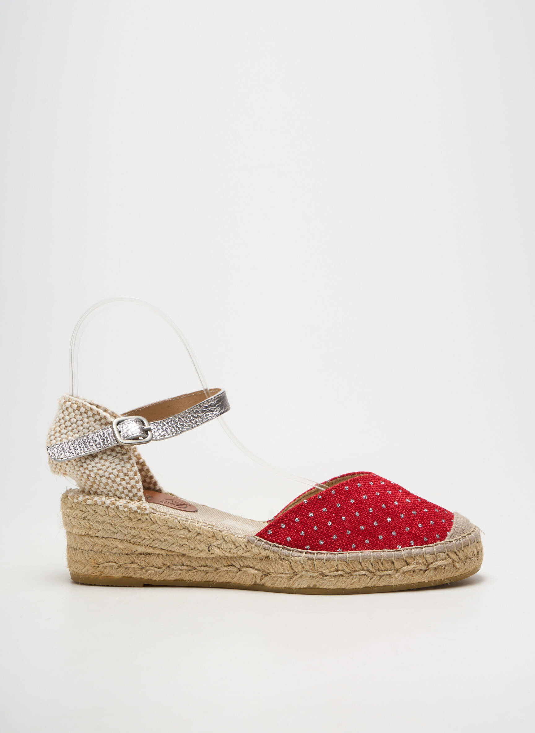 Espadrile vârf rotund toc de 4 la 6 cm roșu SUYUTE femeie