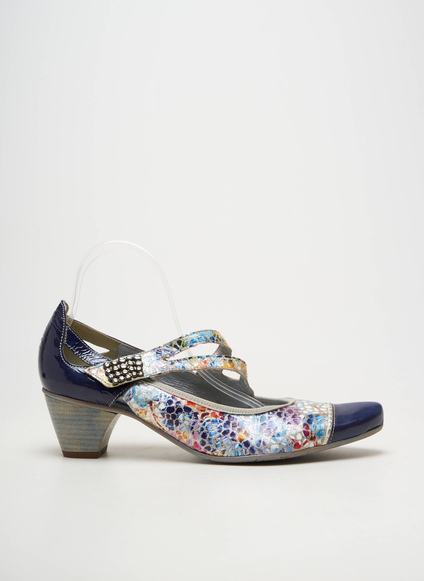 Pantofi cu toc material neted toc de 4 la 6 cm albastru UN TOUR EN VILLE femeie