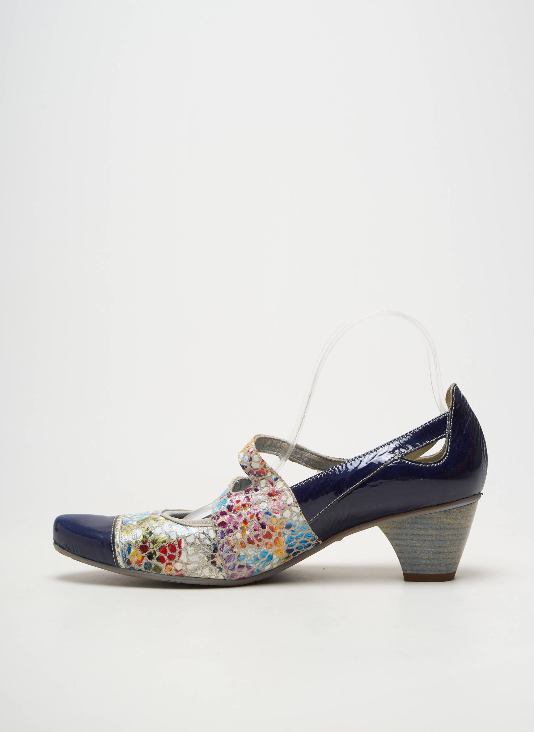 Pantofi cu toc material neted toc de 4 la 6 cm albastru UN TOUR EN VILLE femeie