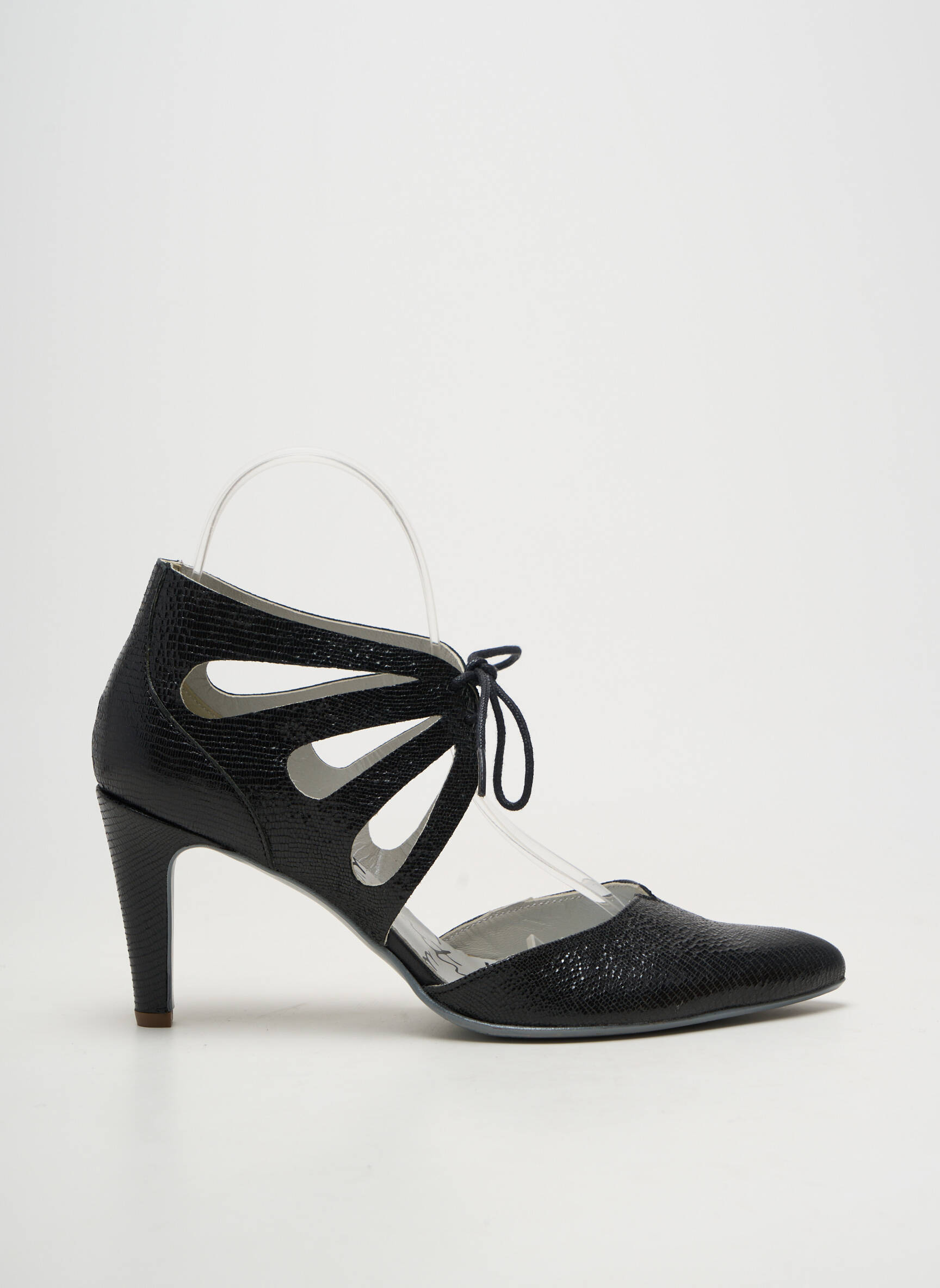 Pantofi cu toc țesătură lăcuită toc de 7 la 9 cm negru UN TOUR EN VILLE femeie