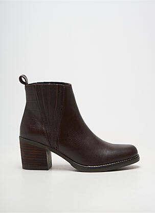 Botine/ghete material neted toc de 7 la 9 cm maro OTTILIA femeie