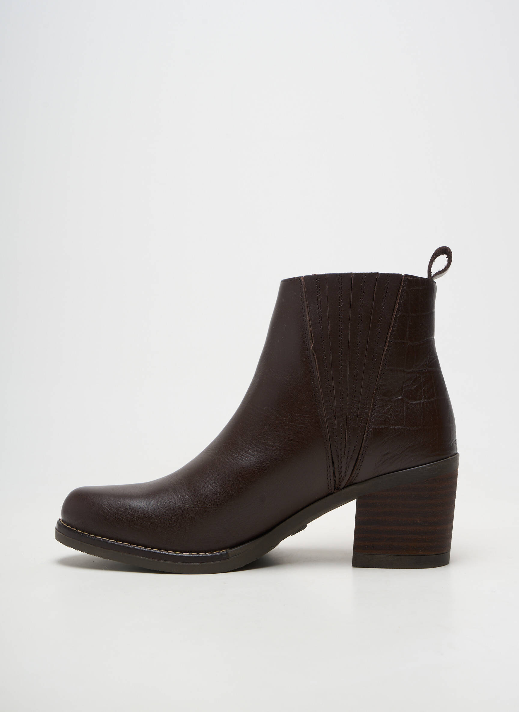 Botine/ghete material neted toc de 7 la 9 cm maro OTTILIA femeie