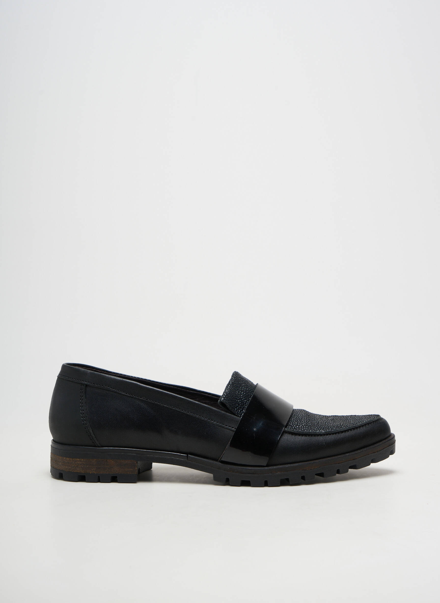 Mocasini material neted toc plat până la 3 cm negru AXELL femeie