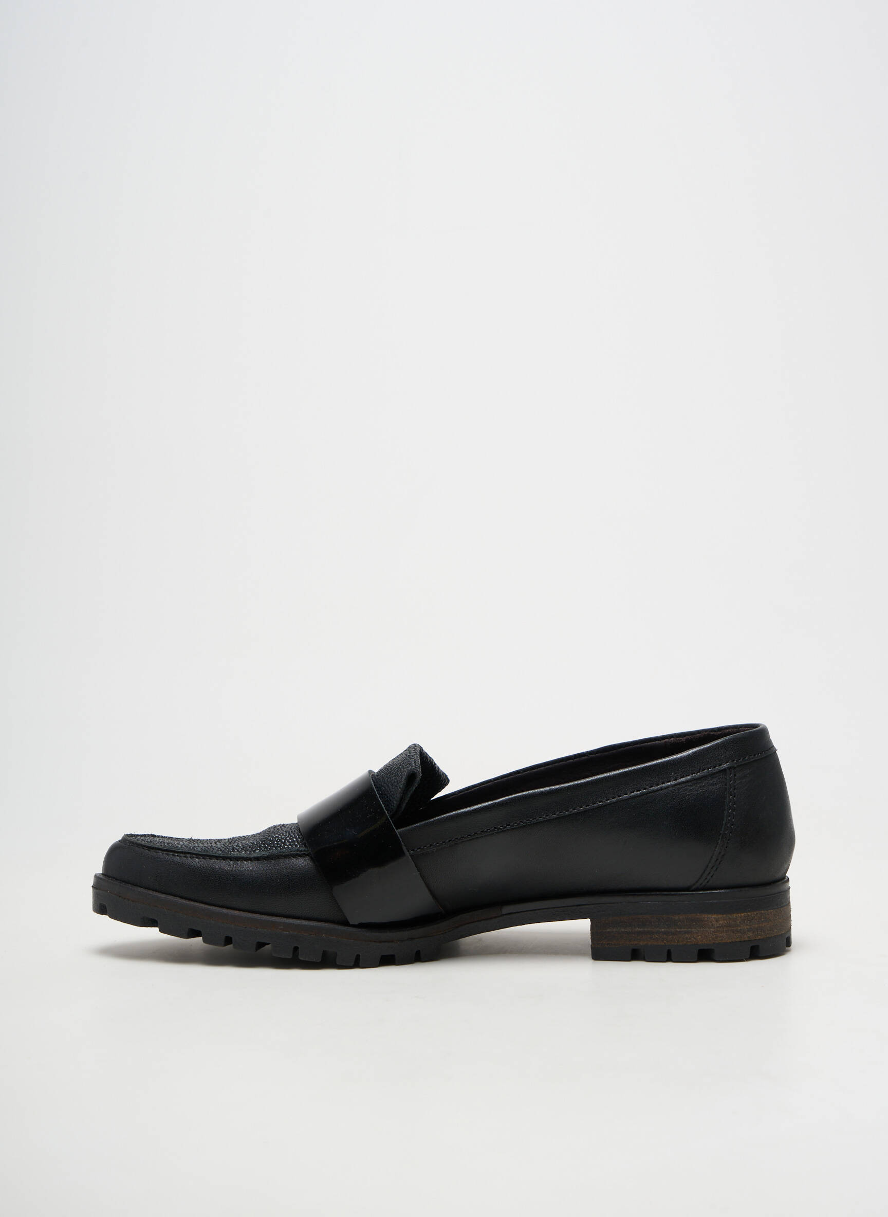 Mocasini material neted toc plat până la 3 cm negru AXELL femeie