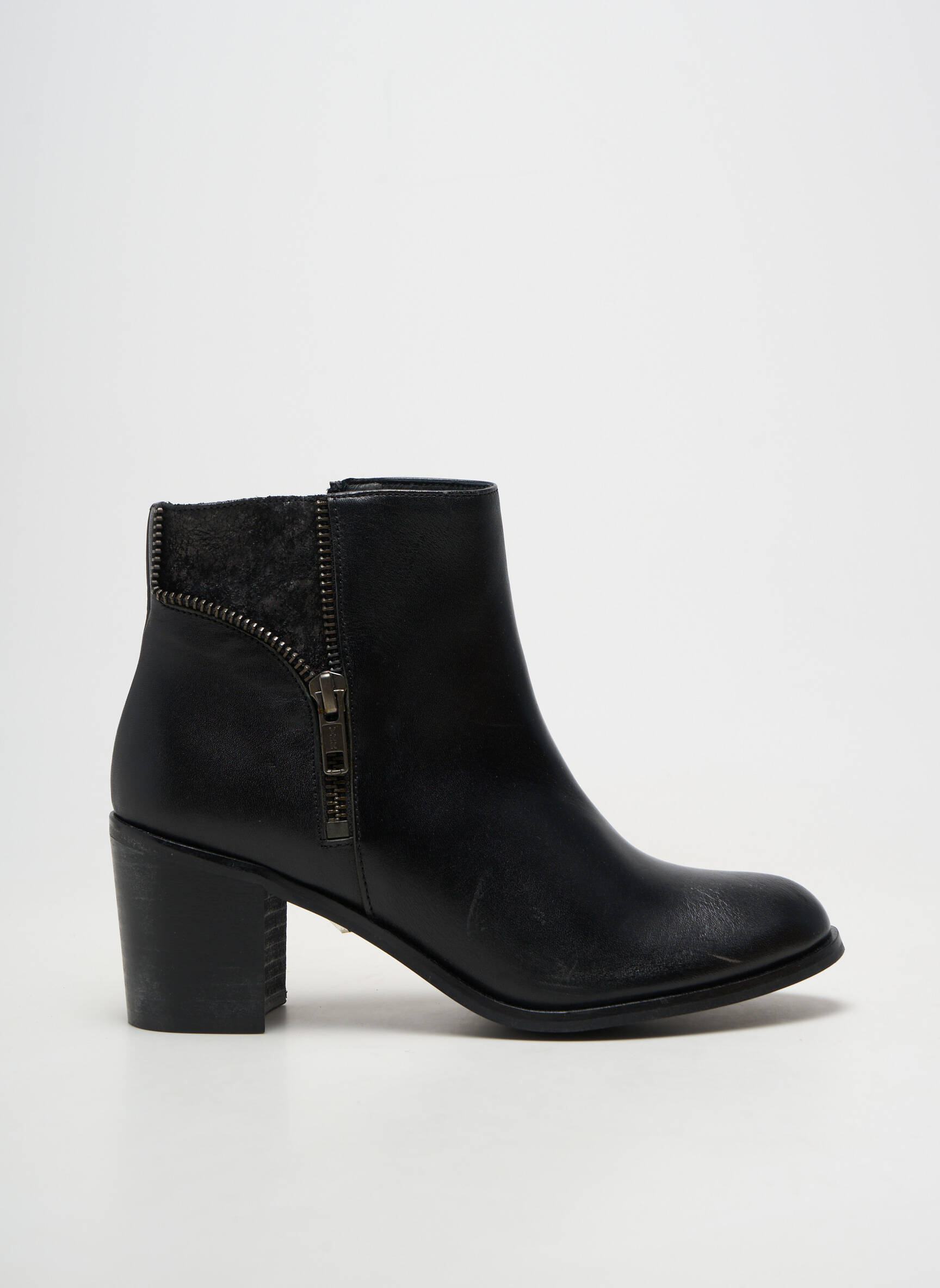 Botine/ghete material neted toc de 4 la 6 cm negru REBELLES femeie