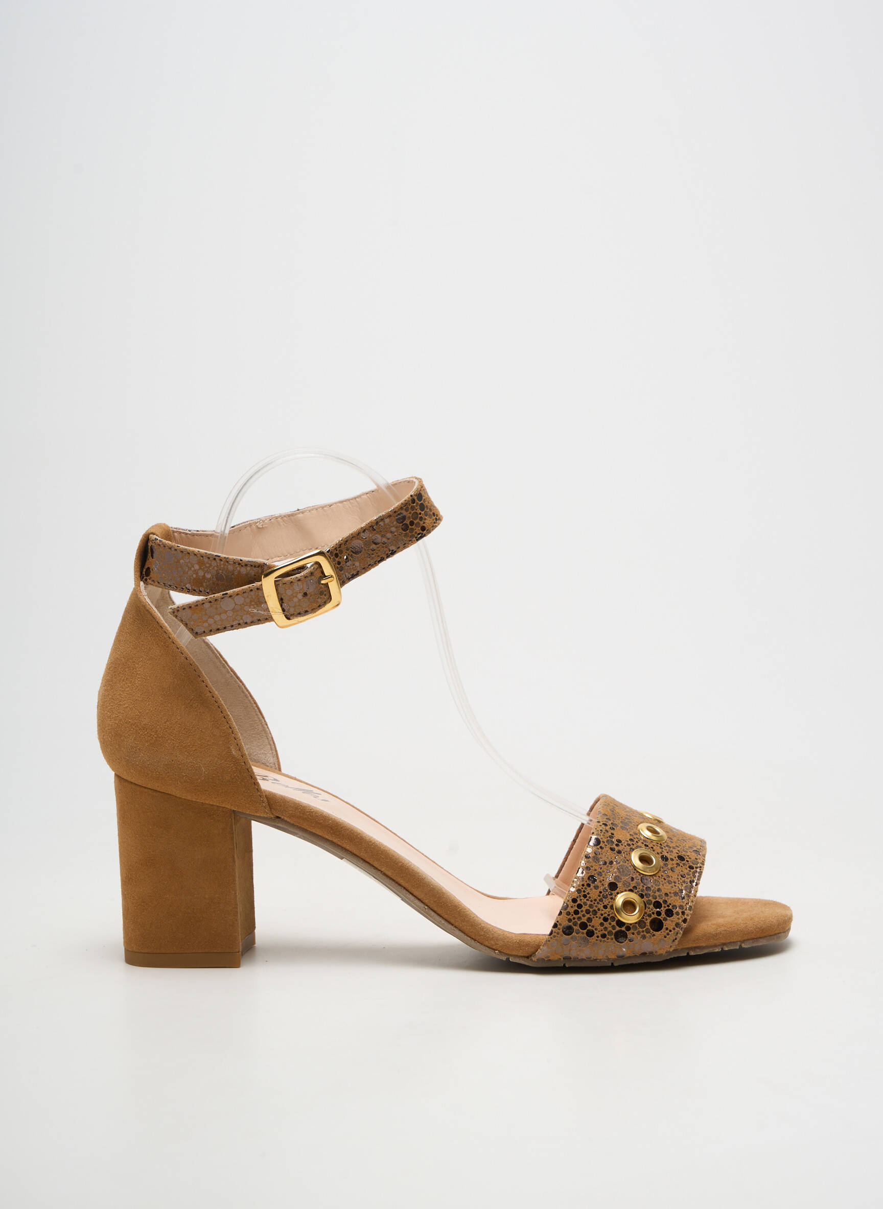 Sandale/pantofi decupați material neted toc de 4 la 6 cm maro REBELLES femeie