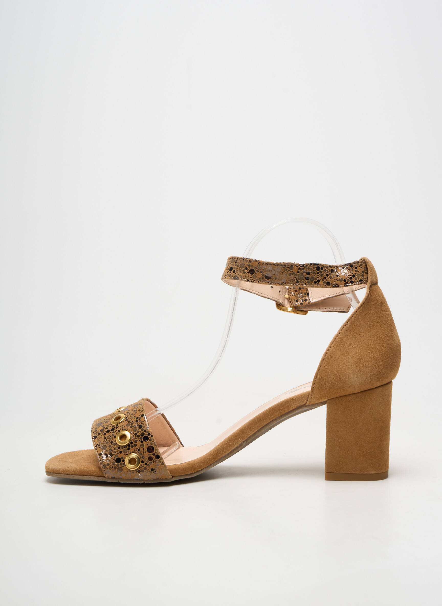 Sandale/pantofi decupați material neted toc de 4 la 6 cm maro REBELLES femeie