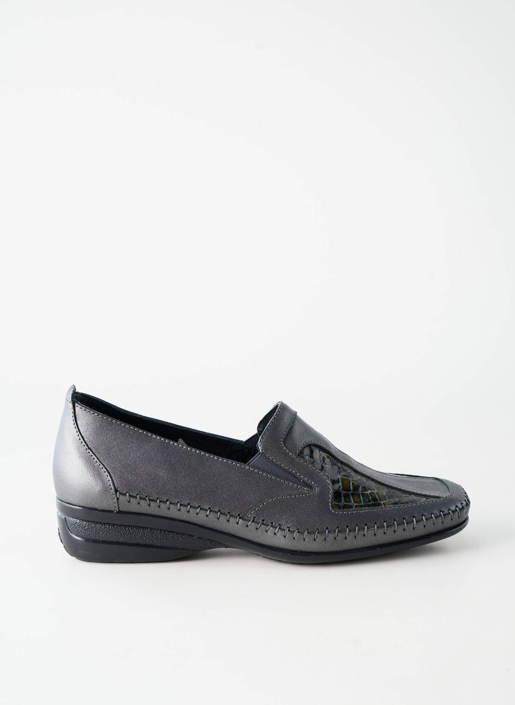 Mocasini material neted toc plat până la 3 cm negru ARIMA femeie