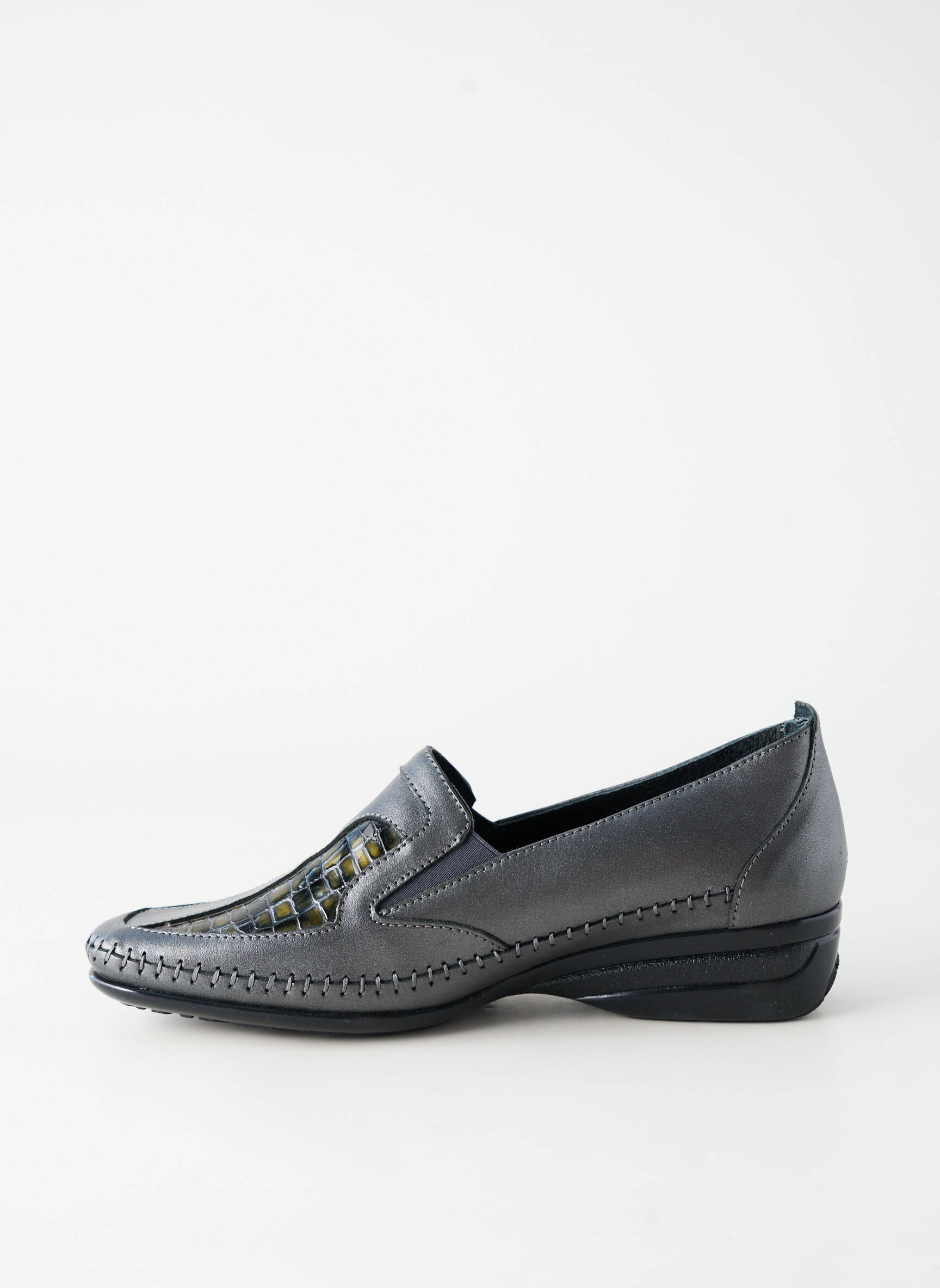 Mocasini material neted toc plat până la 3 cm negru ARIMA femeie