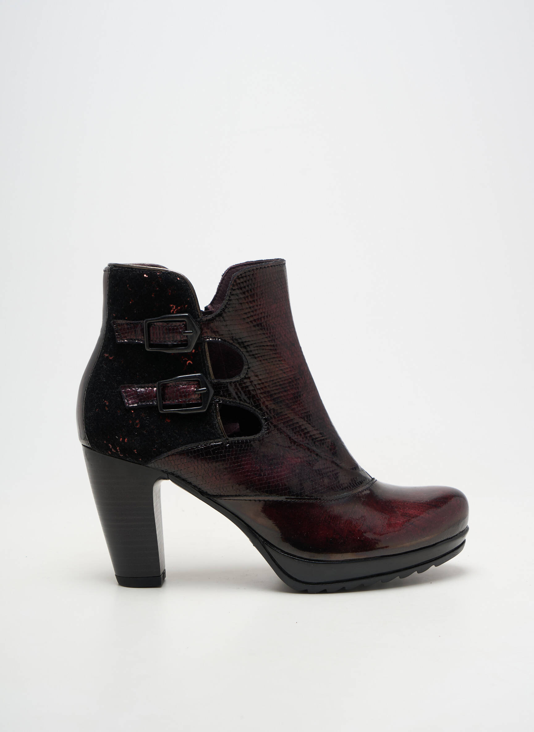 Botine/ghete material neted toc de 7 la 9 cm roșu JOSE SAENZ femeie