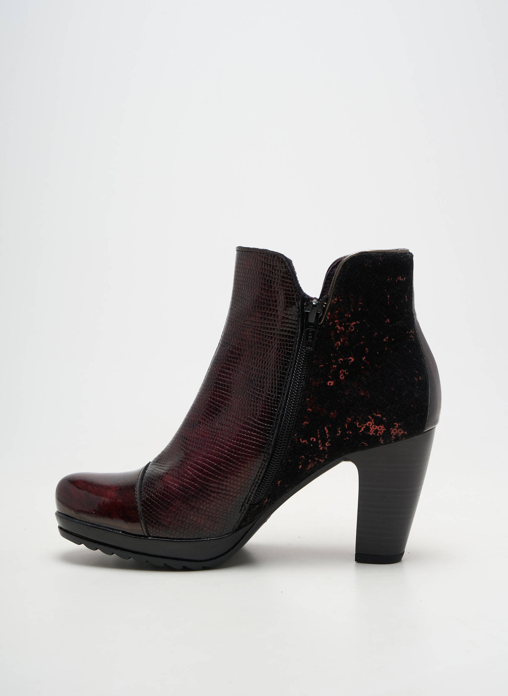Botine/ghete material neted toc de 7 la 9 cm roșu JOSE SAENZ femeie