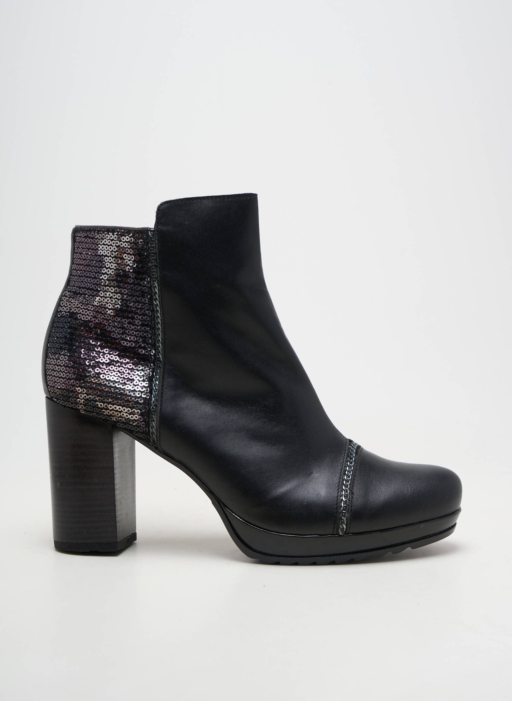 Botine/ghete material neted toc de 7 la 9 cm negru JOSE SAENZ femeie