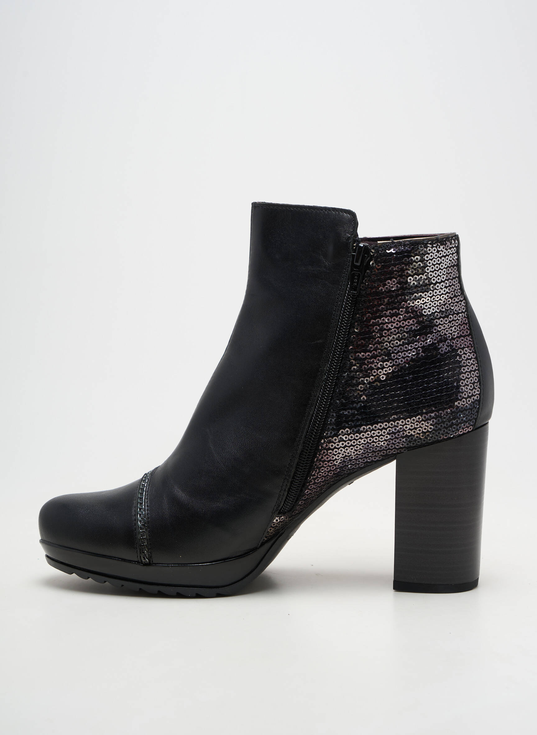 Botine/ghete material neted toc de 7 la 9 cm negru JOSE SAENZ femeie