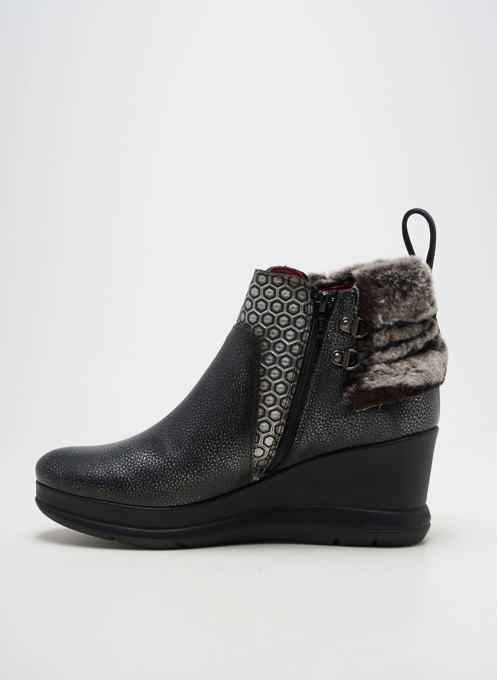 Botine/ghete material neted toc de 7 la 9 cm negru JOSE SAENZ femeie