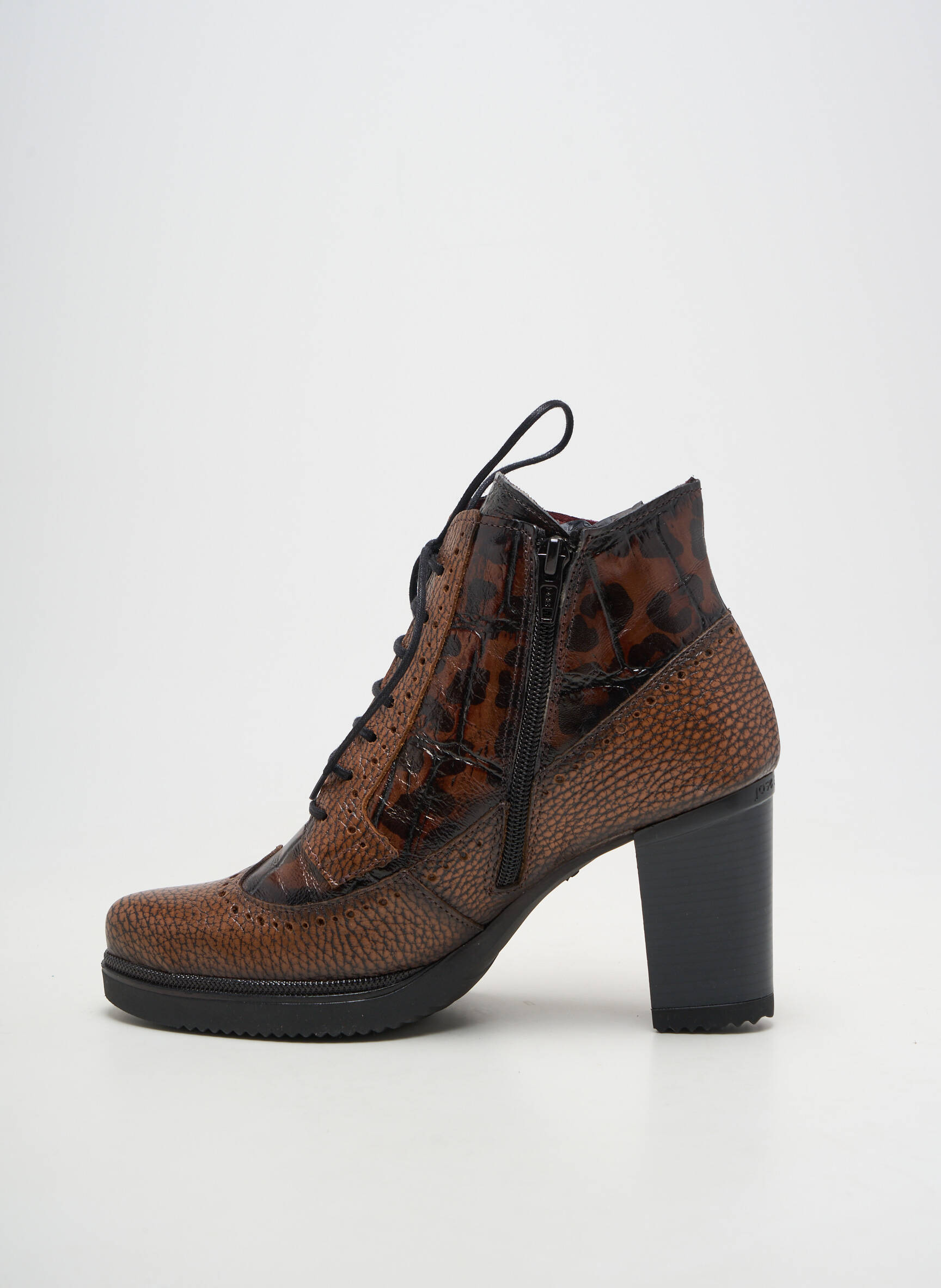 Botine/ghete material neted toc de 7 la 9 cm maro JOSE SAENZ femeie