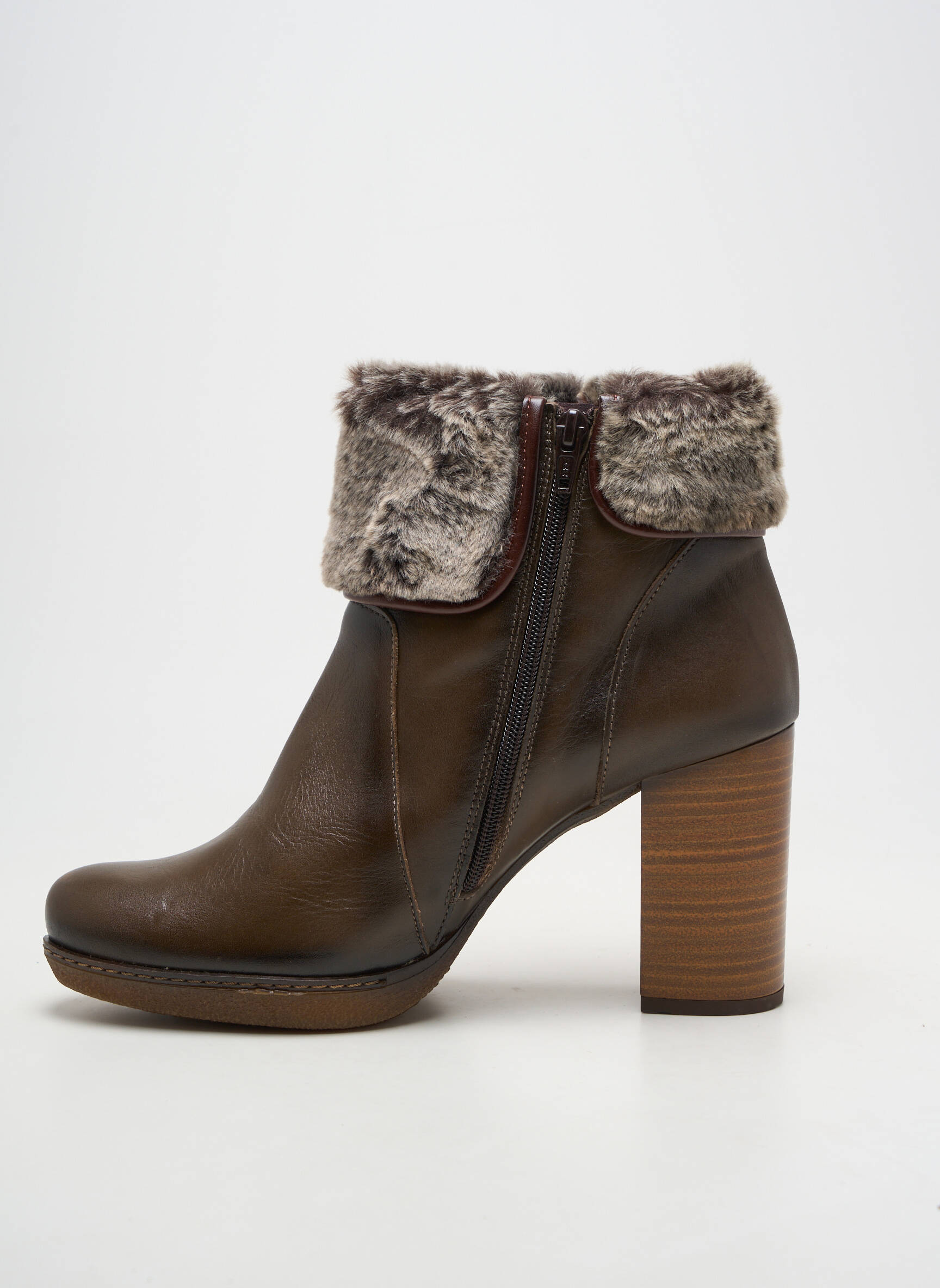 Botine/ghete material neted toc de 7 la 9 cm maro JOSE SAENZ femeie