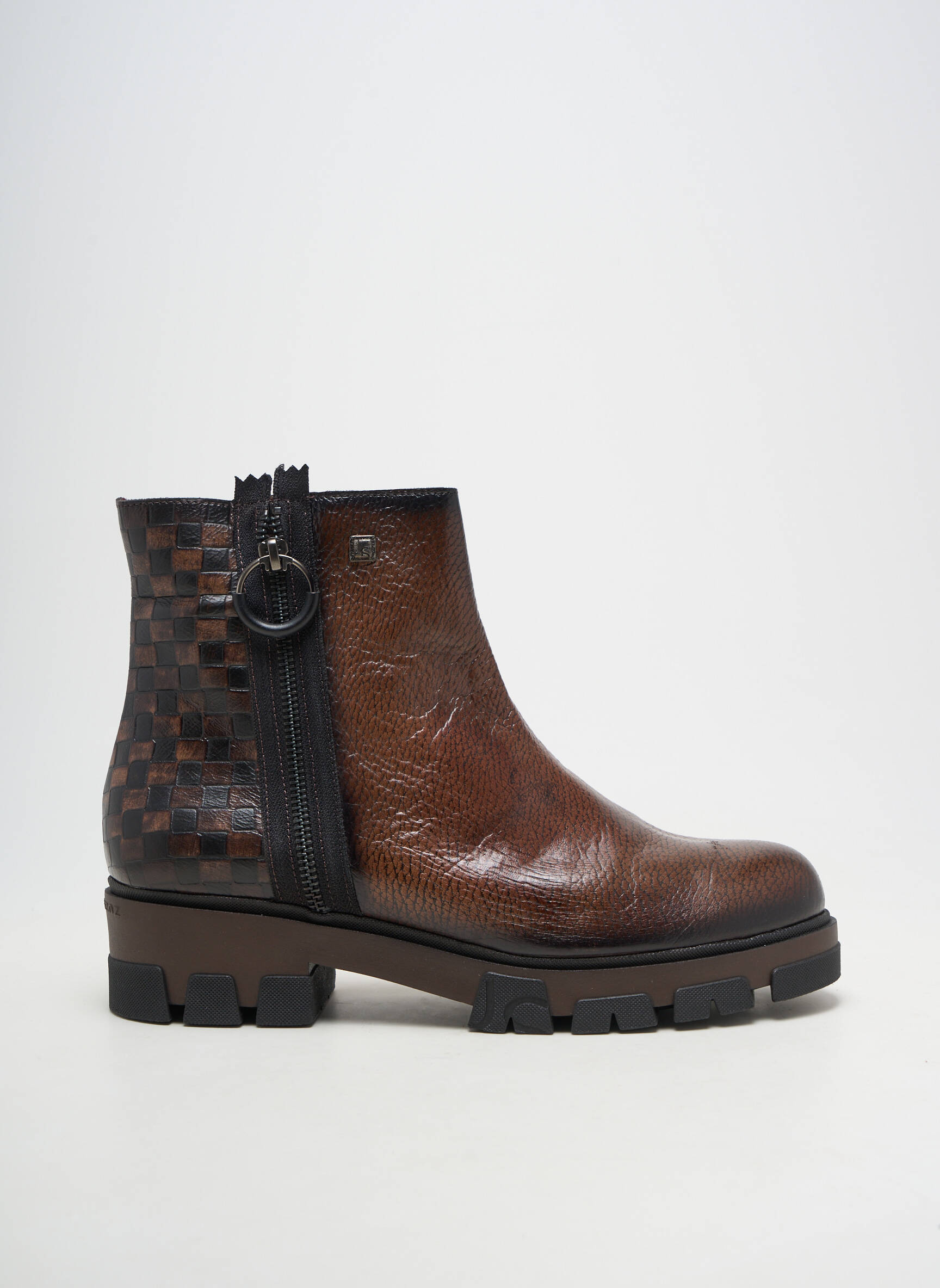 Botine/ghete material neted toc de 4 la 6 cm maro JOSE SAENZ femeie