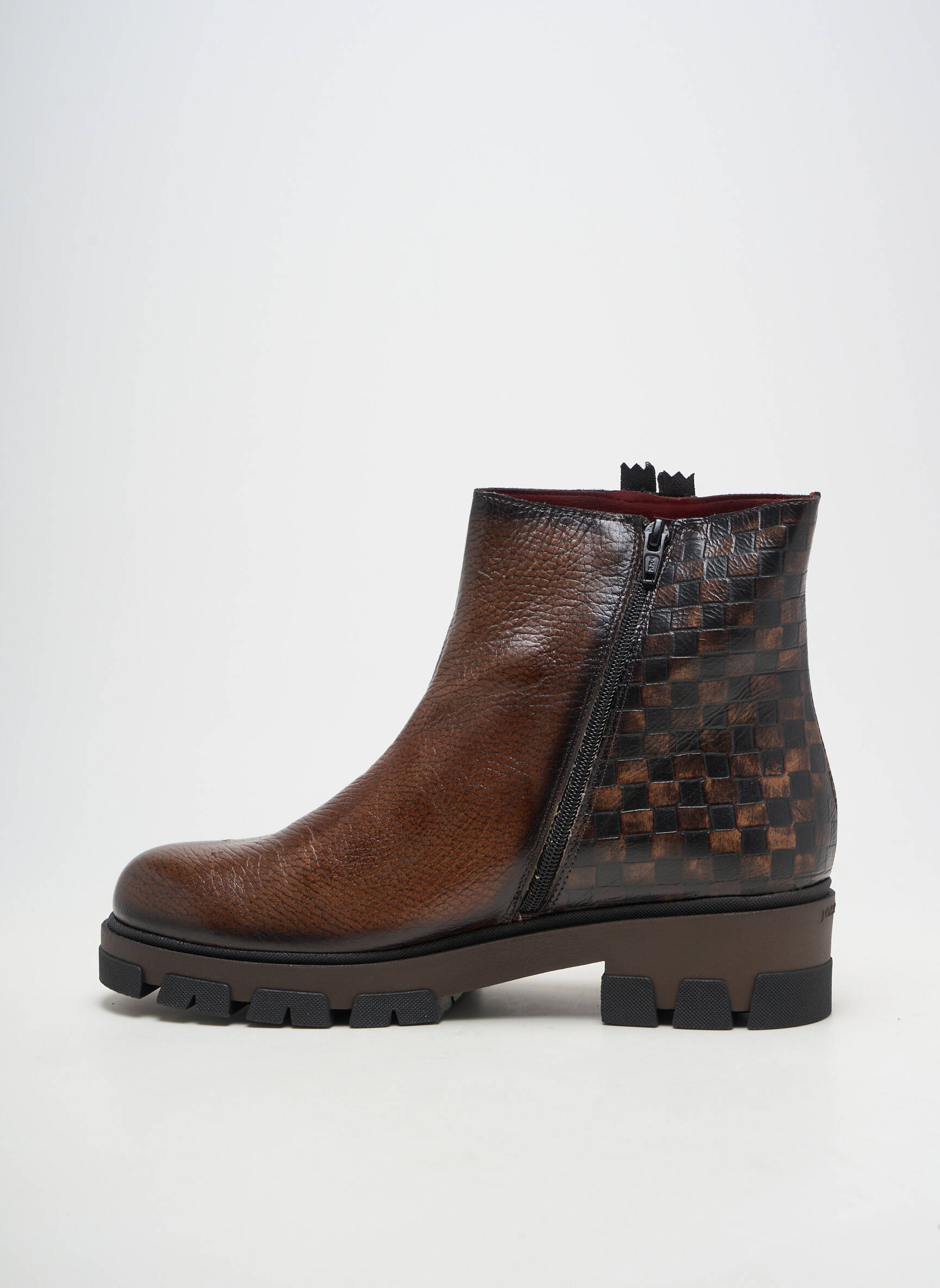 Botine/ghete material neted toc de 4 la 6 cm maro JOSE SAENZ femeie