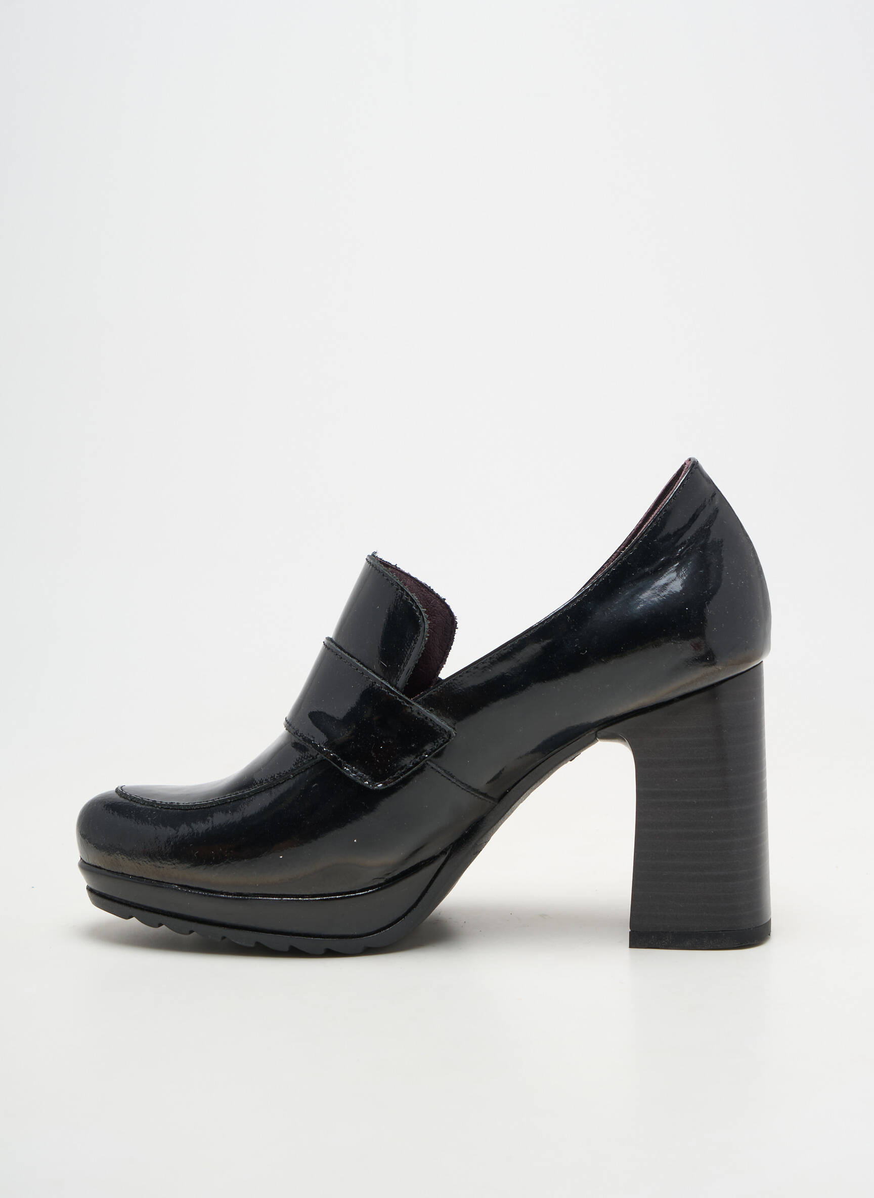 Mocasini țesătură lăcuită toc de 7 la 9 cm negru JOSE SAENZ femeie