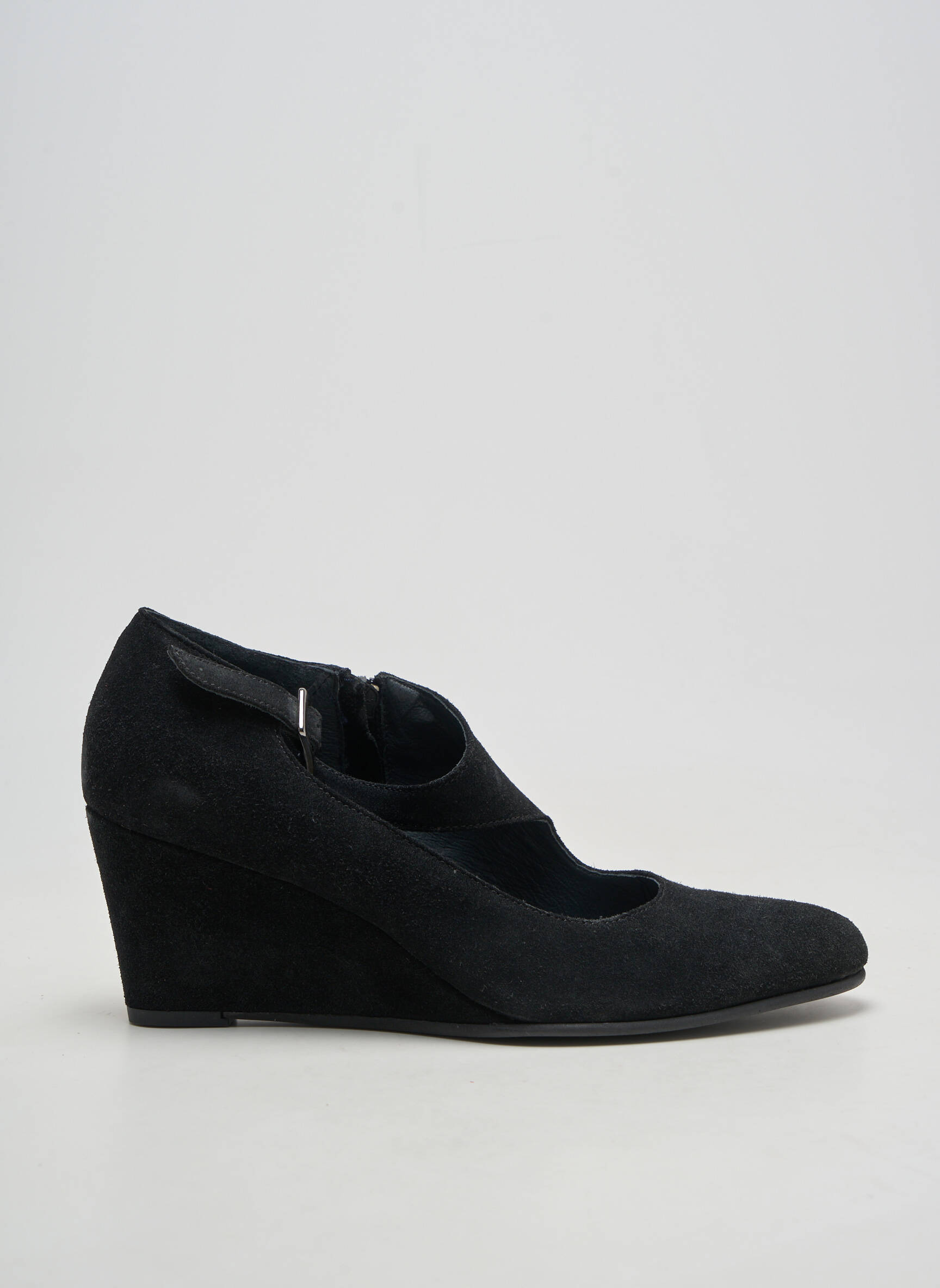 Pantofi cu toc nubuc toc de 7 la 9 cm negru REBELLE femeie