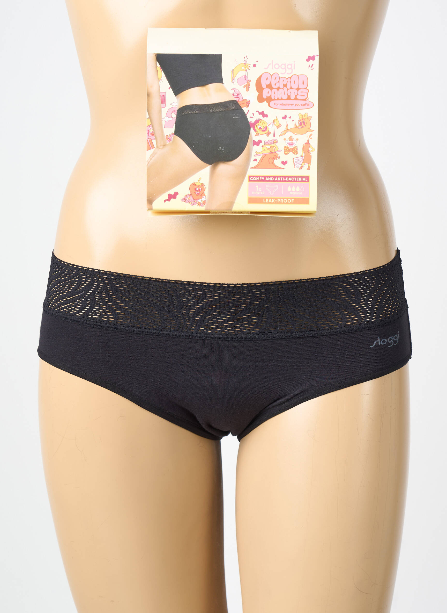 Chiloți-menstruali elasticitate negru SLOGGI femeie