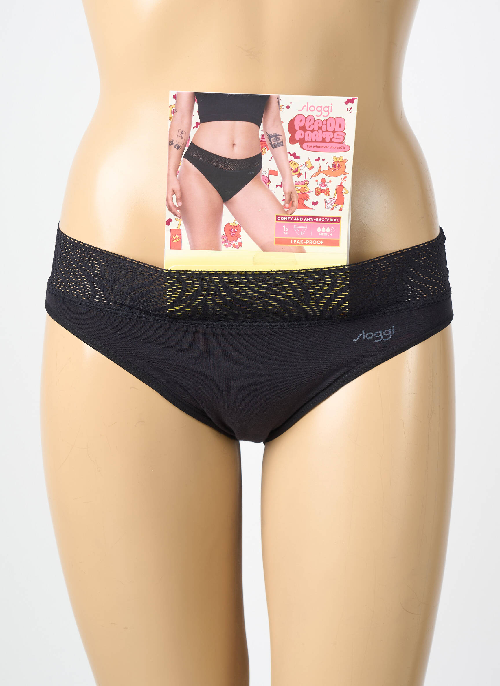Chiloți-menstruali elasticitate negru SLOGGI femeie