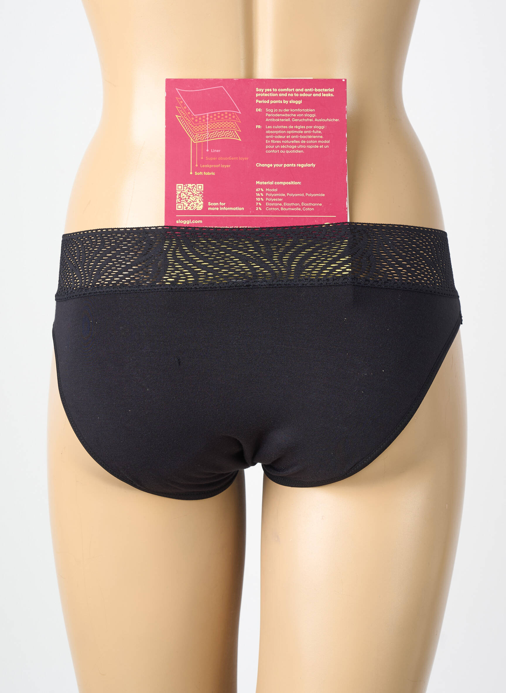 Chiloți-menstruali elasticitate negru SLOGGI femeie