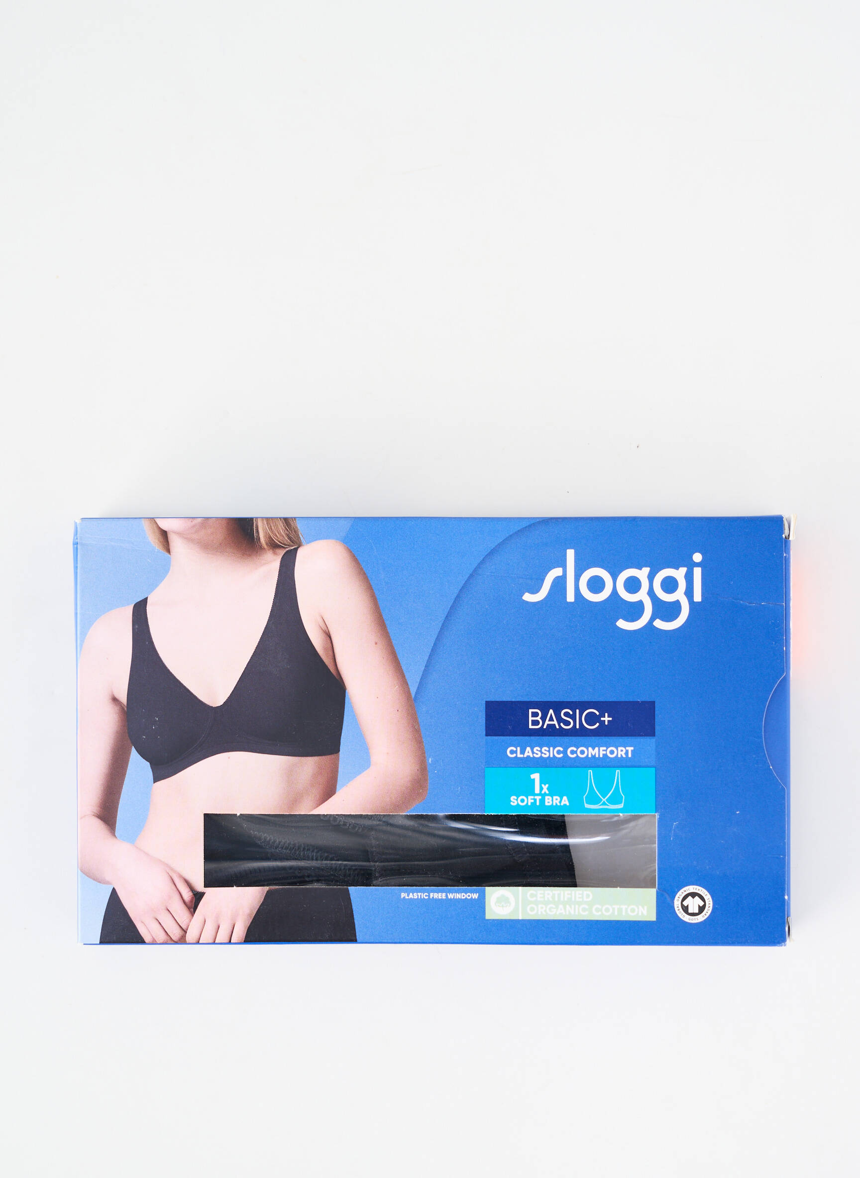 Sutien fără armatură sutien cupe întregi cu decolteu înalt negru SLOGGI femeie