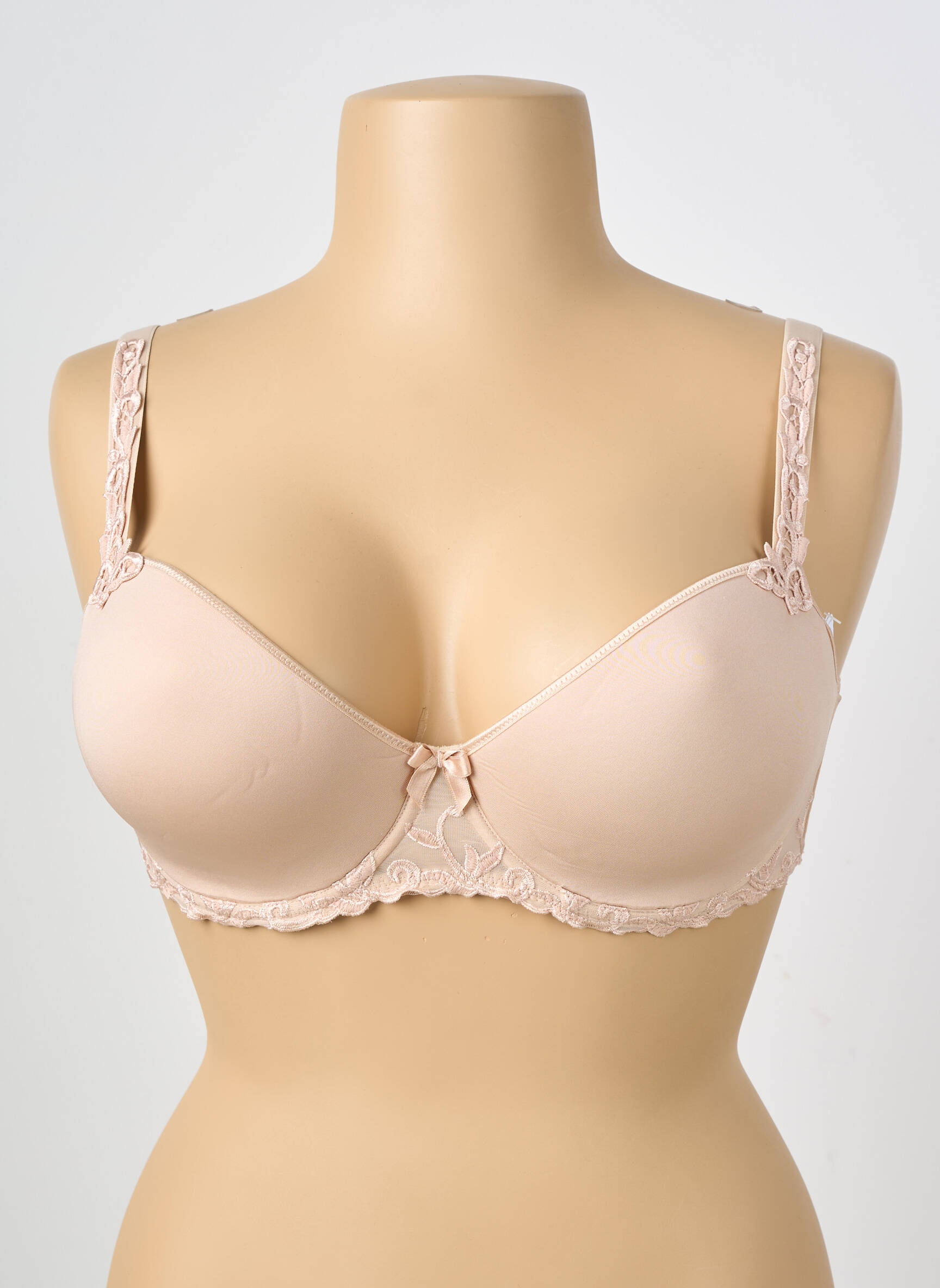 Sutien efect material satinat top sutien modelat culoare piersică SIMONE PERELE femeie