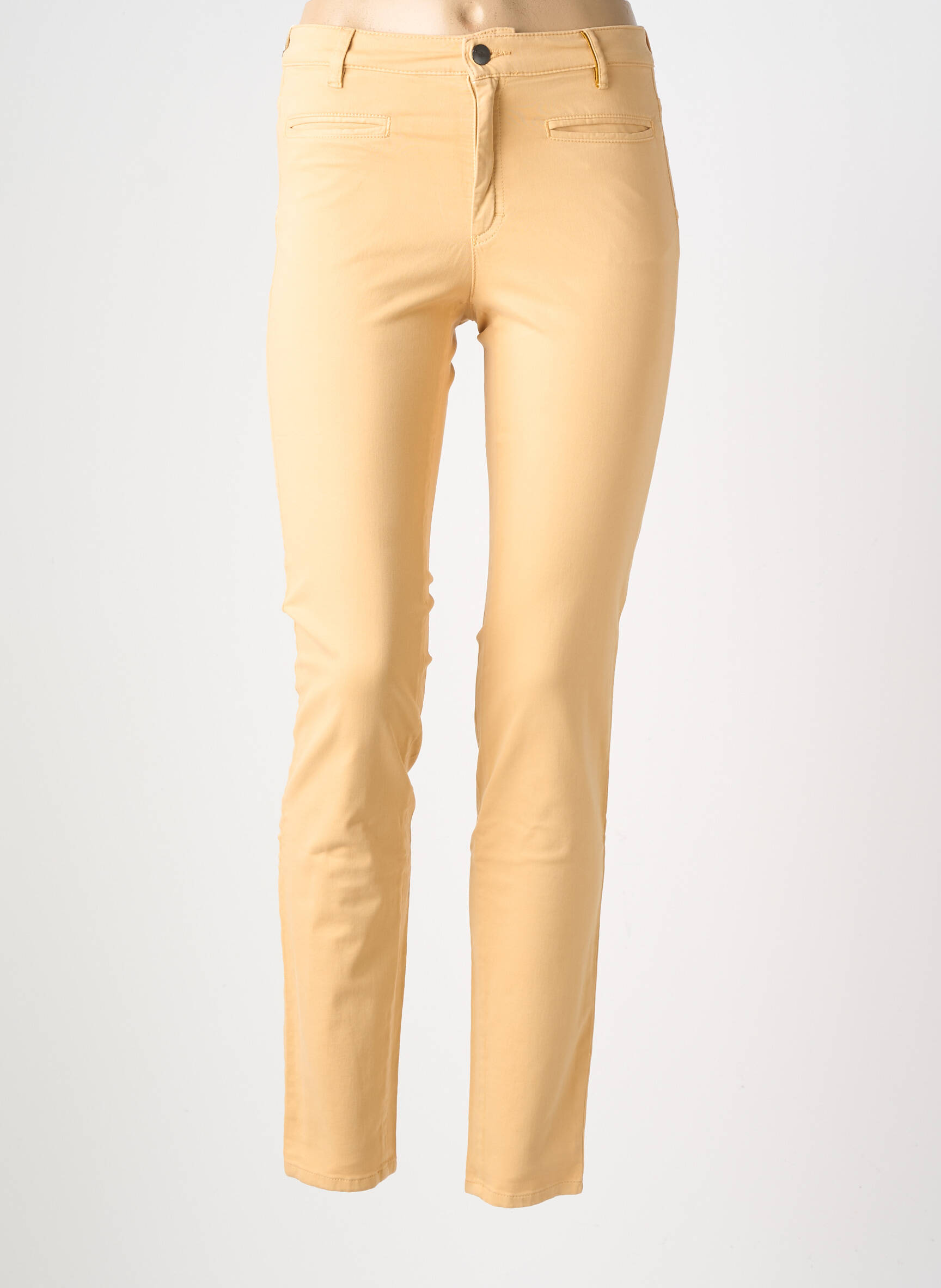 Pantalon slim țesătură poplin mărime normală bej COUTURIST femeie