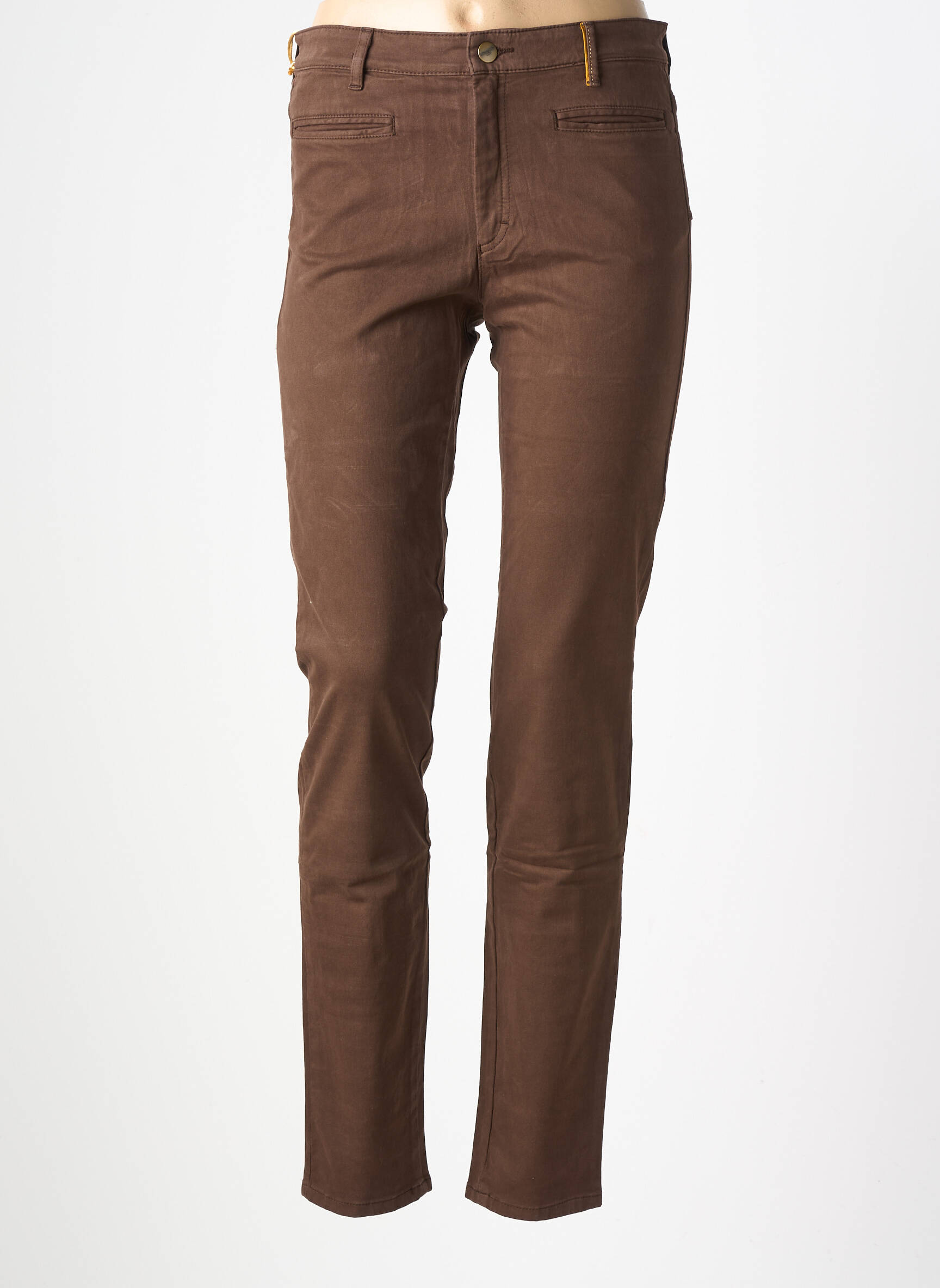 Pantalon slim țesătură poplin mărime normală maro COUTURIST femeie