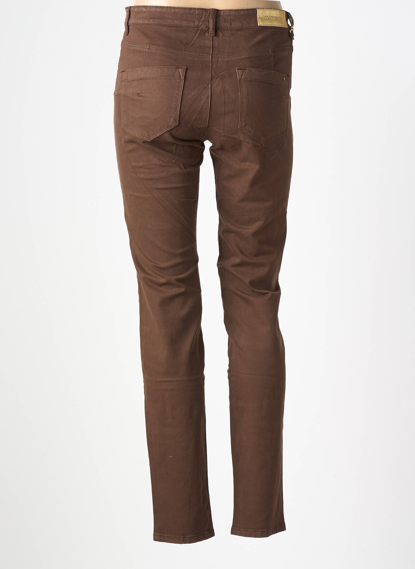 Pantalon slim țesătură poplin mărime normală maro COUTURIST femeie