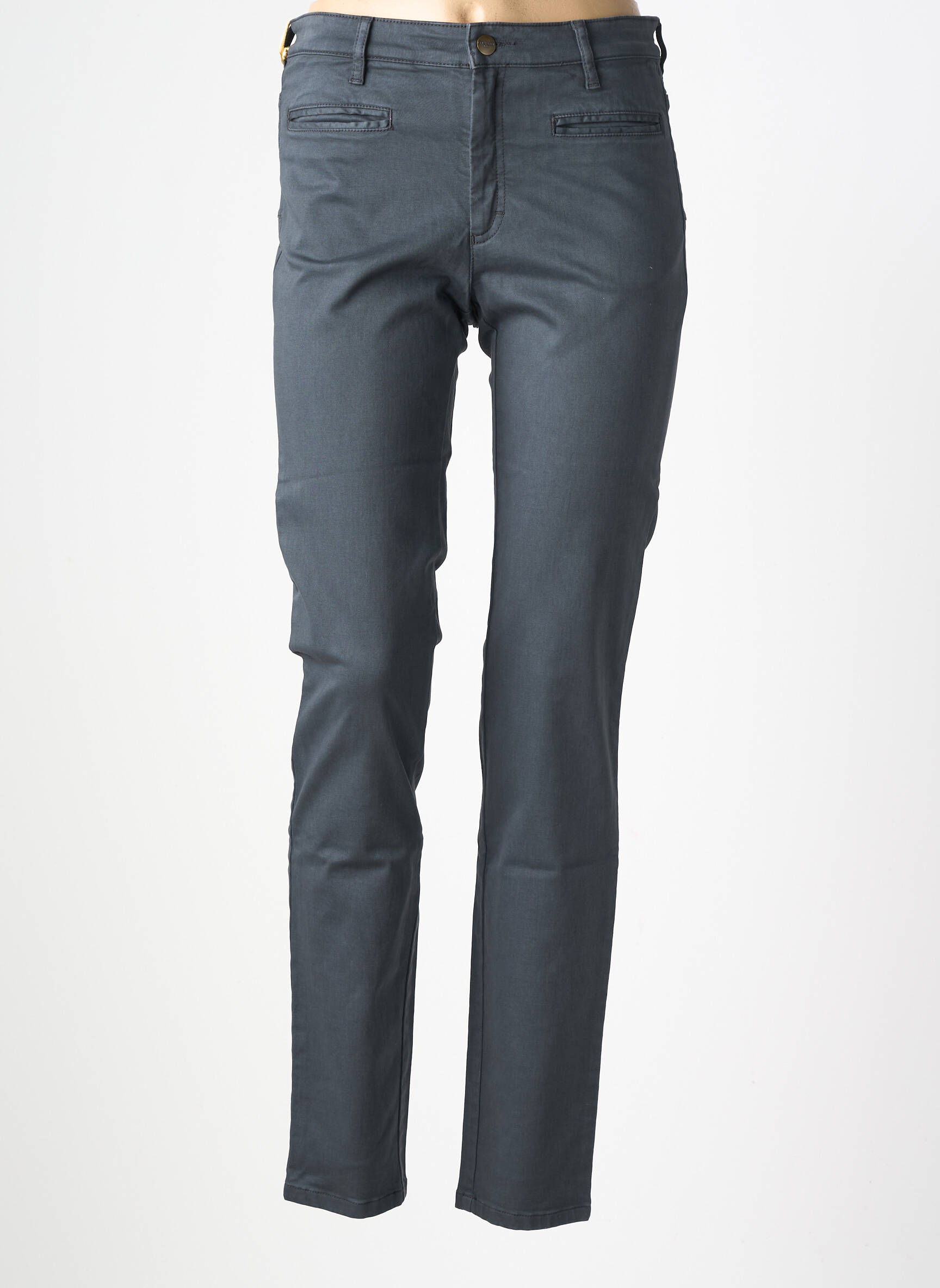 Pantalon slim țesătură poplin mărime normală gri COUTURIST femeie