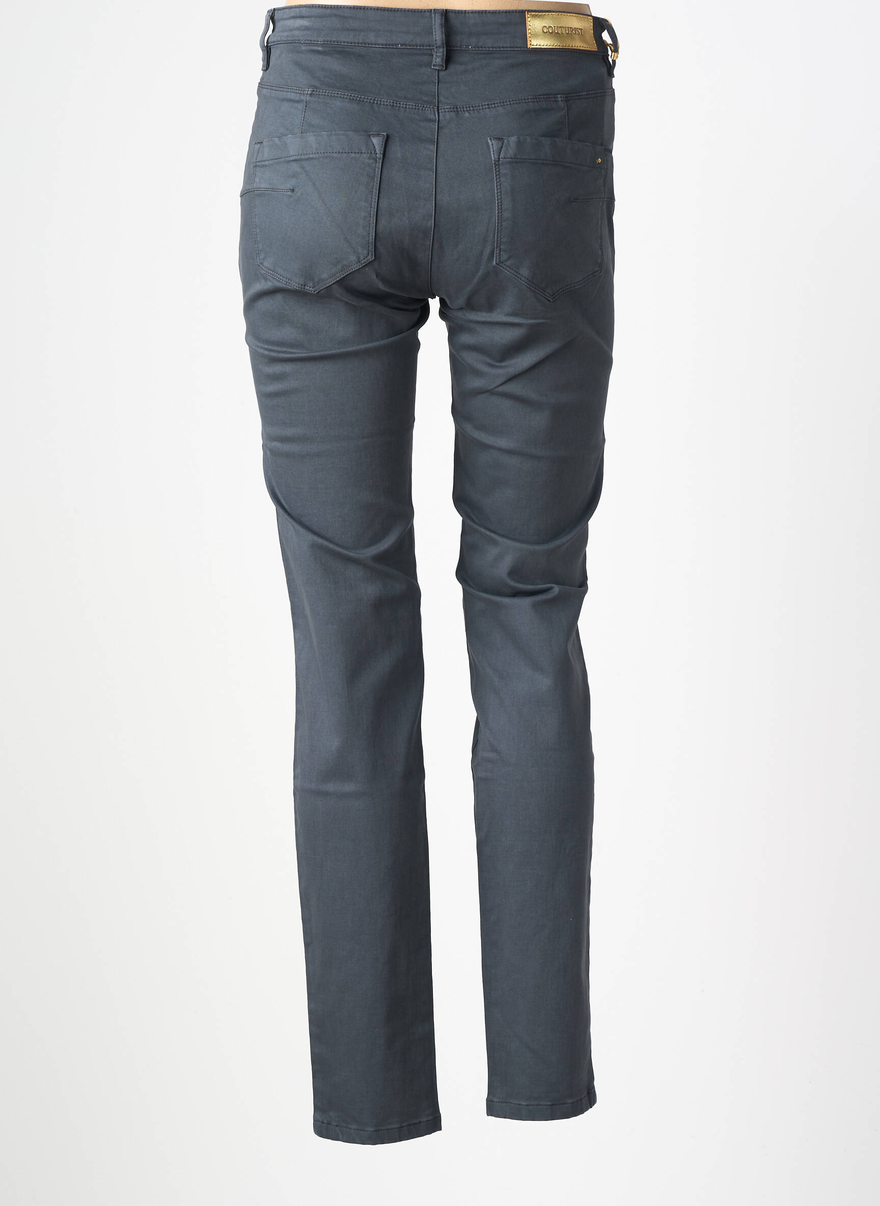 Pantalon slim țesătură poplin mărime normală gri COUTURIST femeie