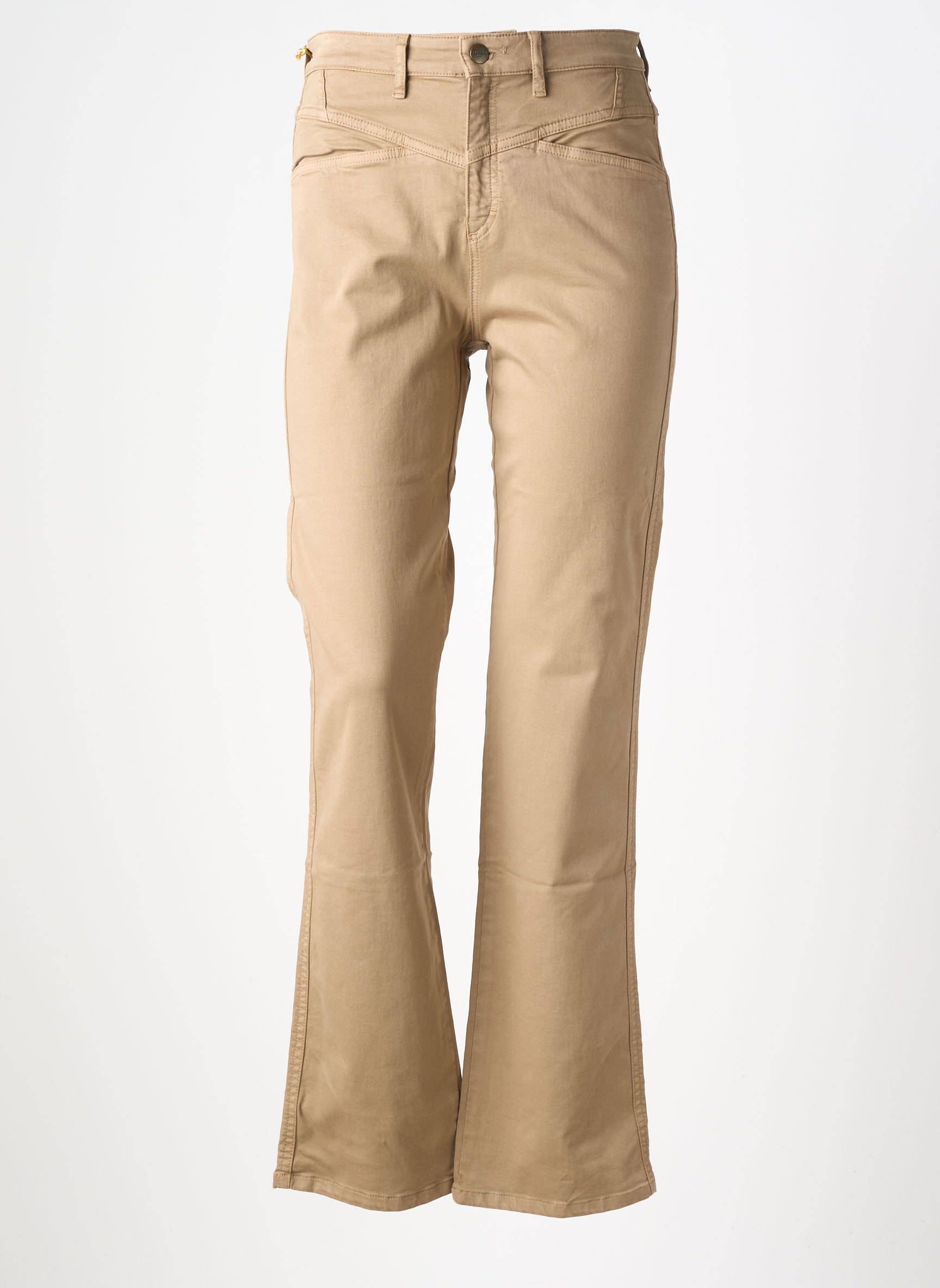 Pantalon drept țesătură poplin talie înaltă maro COUTURIST femeie