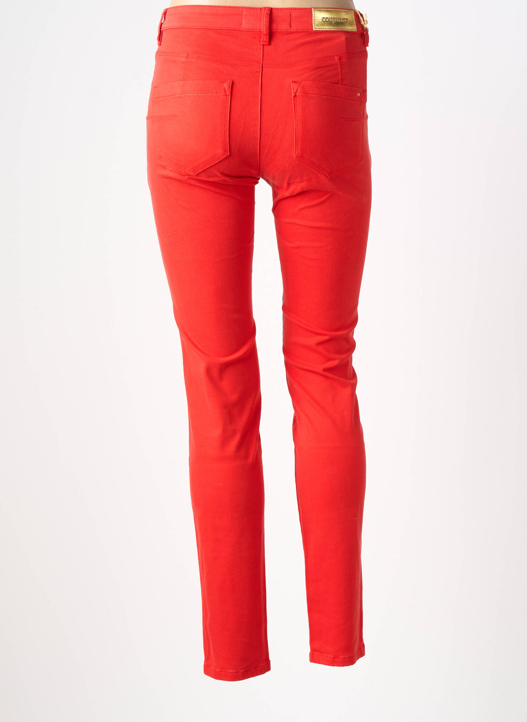 Pantalon slim țesătură poplin mărime normală portocalie COUTURIST femeie