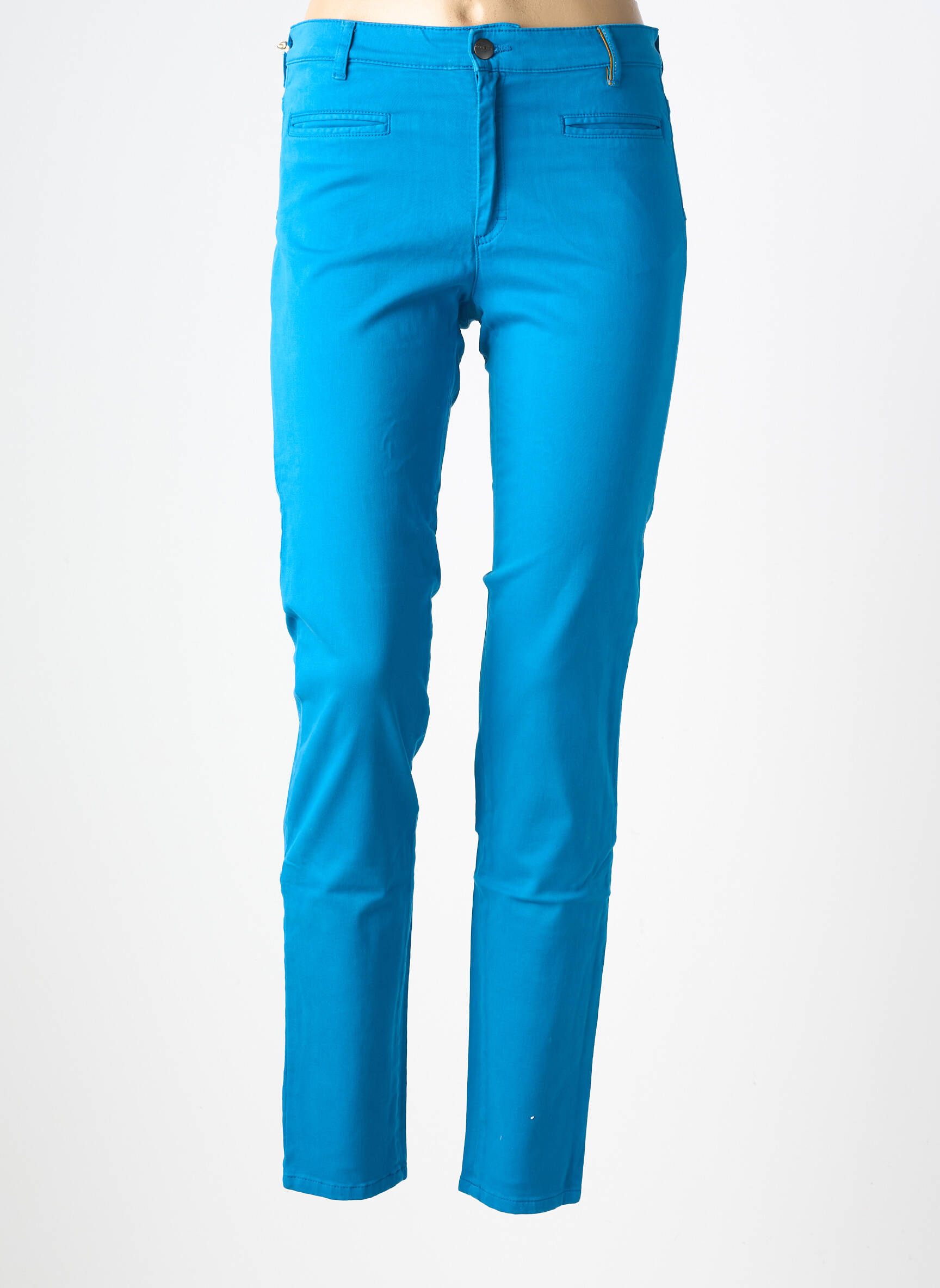 Pantalon slim țesătură poplin mărime normală albastru COUTURIST femeie